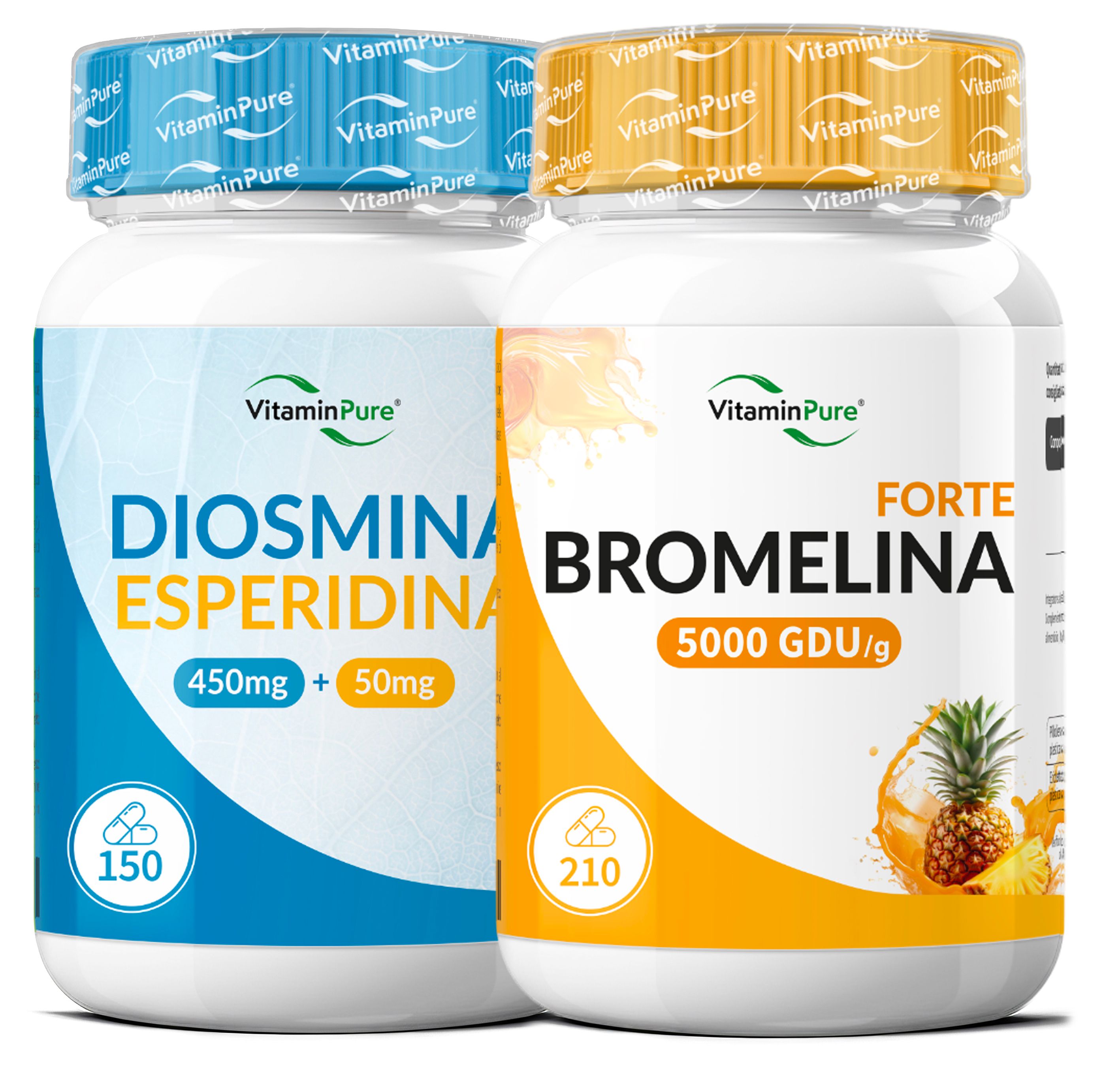 PROMO Bromelina 5000 GDU + Diosmina Esperidina, Drenante e Gambe Leggere, VitaminPure®