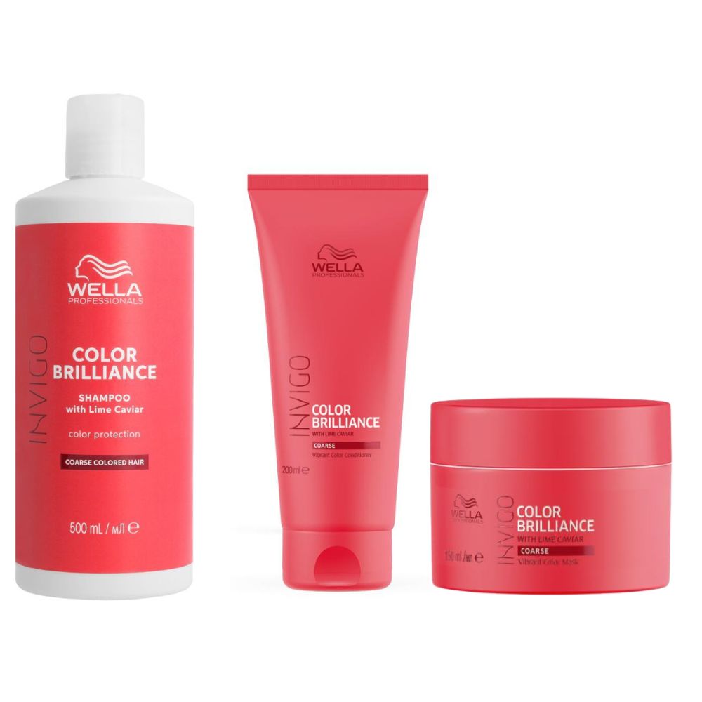 Wella Invigo Color Brilliance Shampoo & Conditioner Mask Coarse Set 500 ml