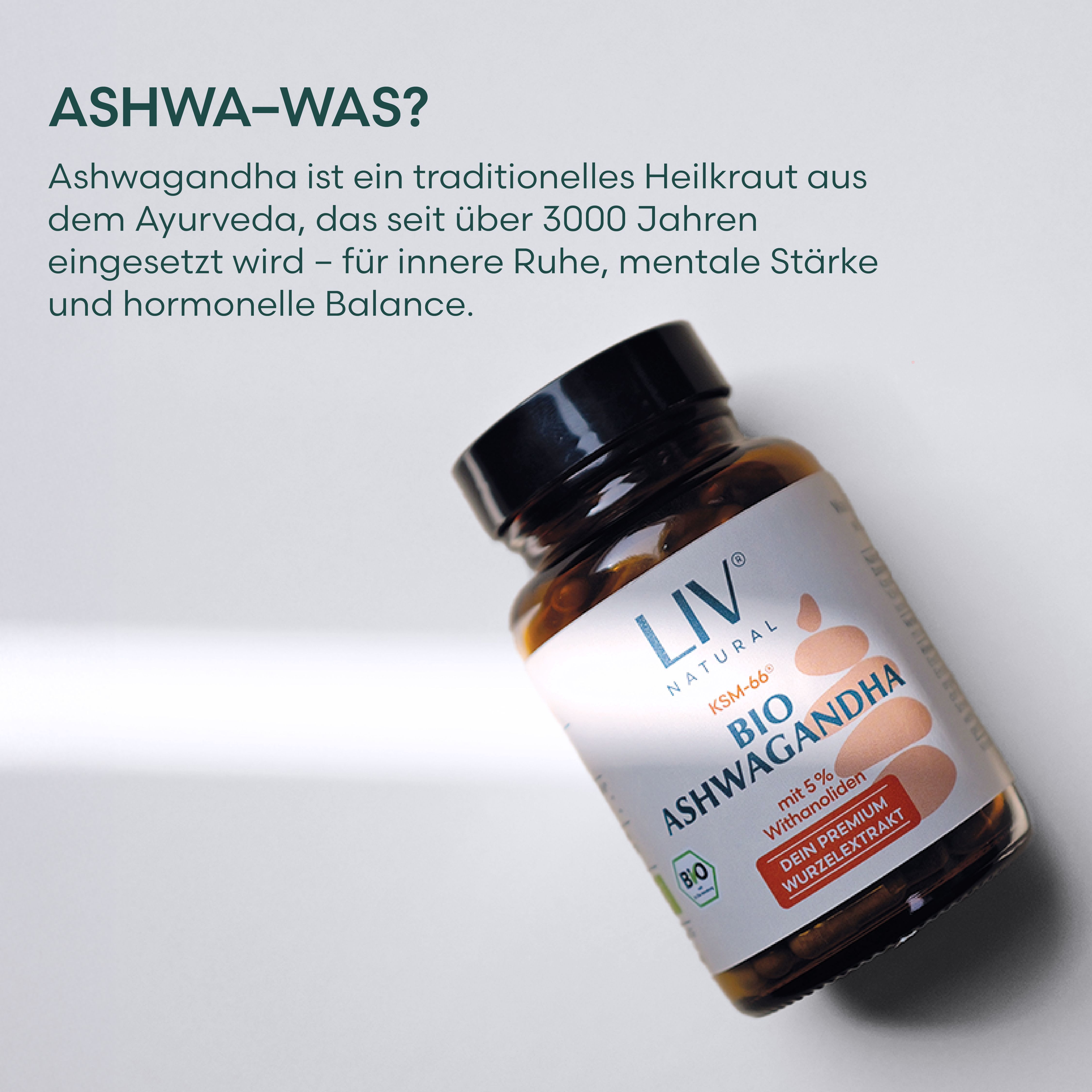 LIV Bio Ashwagandha 120 Kapseln KSM-66® ohne Füllstoffe