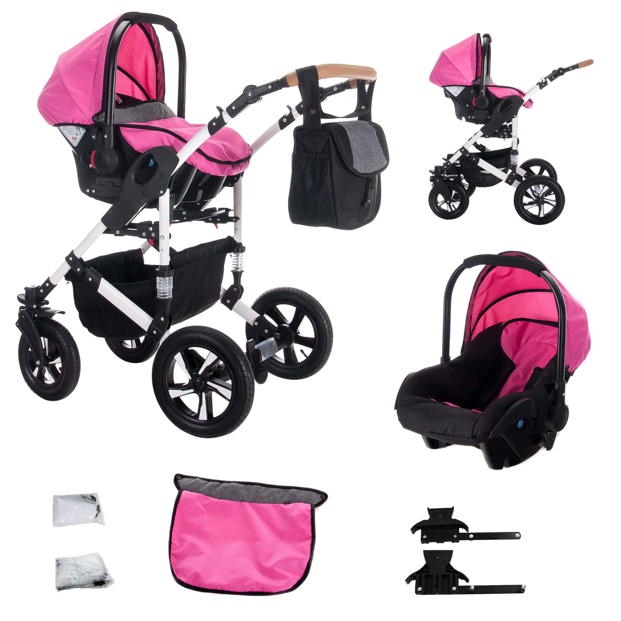 Bebebi myVARIO 3 in 1 Kinderwagen Set Luftreifen, myGirl