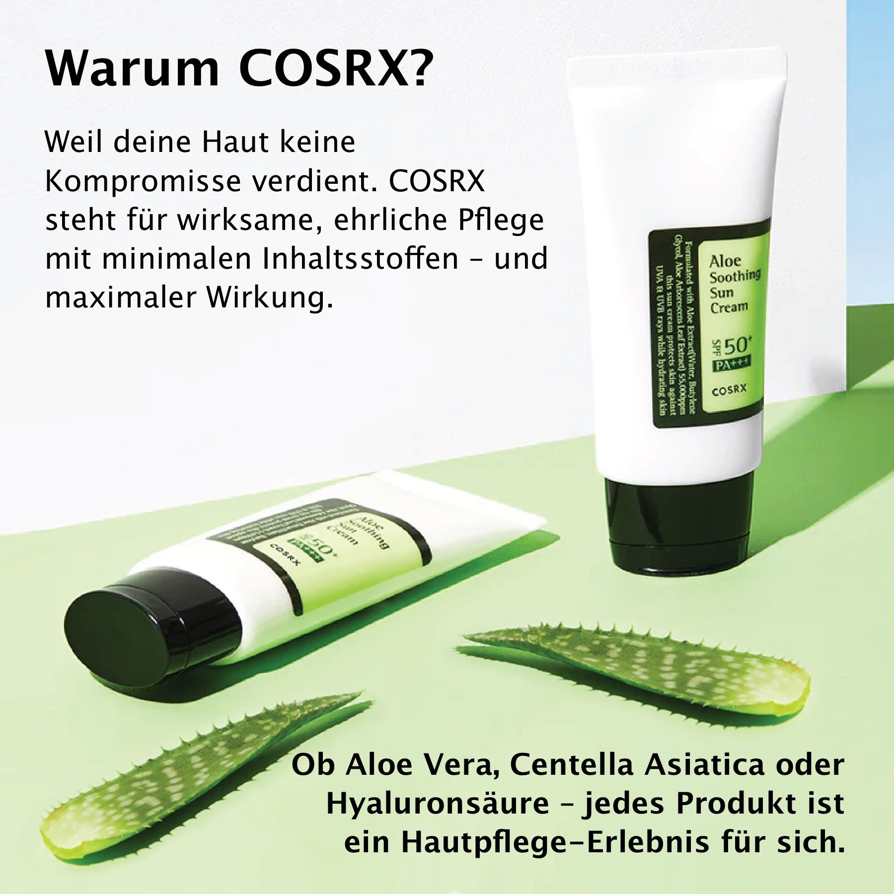 COSRX Soothing Sun Cream SPF 50+ Sonnenschutzcreme mit Aloe Vera