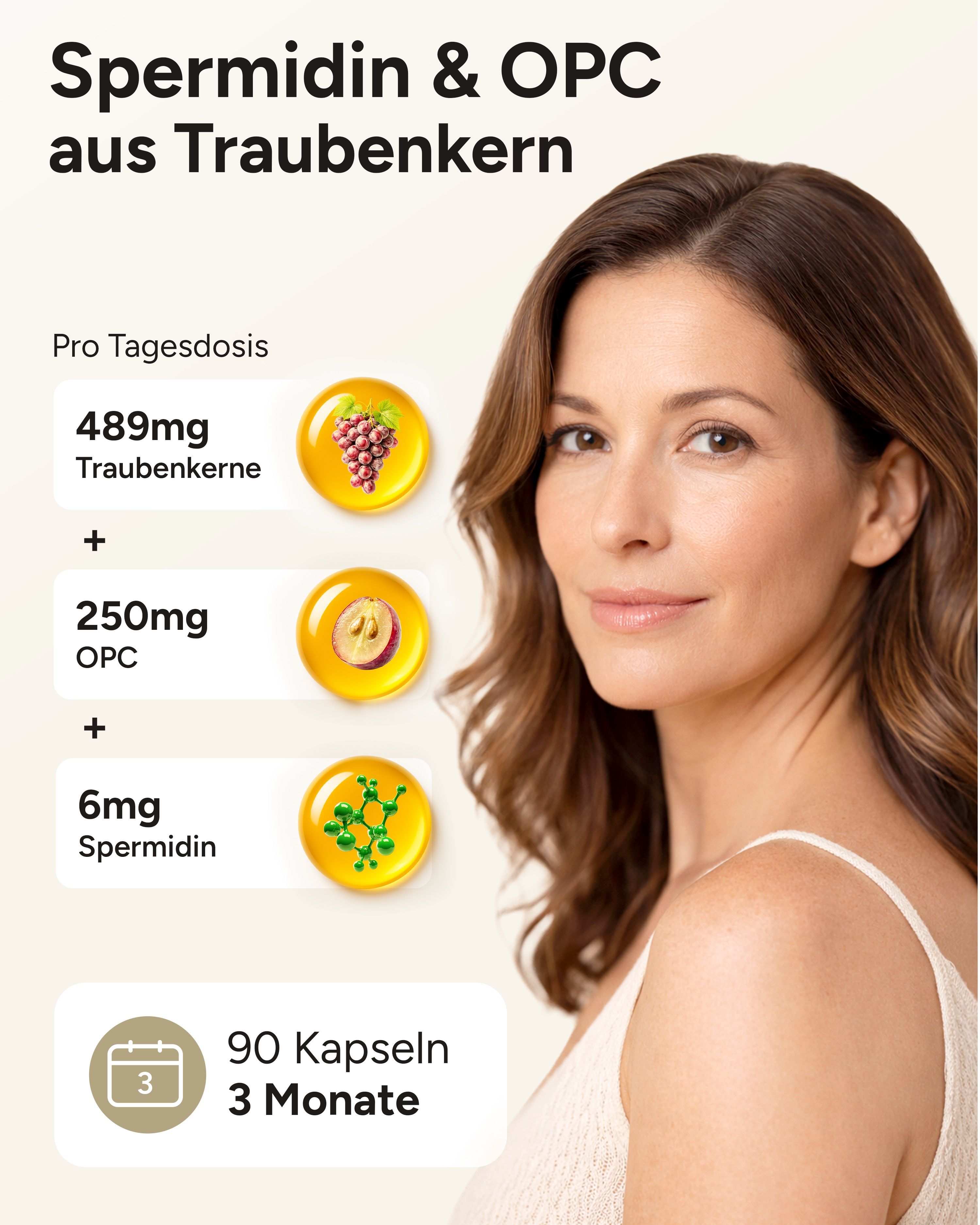 plantomol® Spermidin OPC - 6mg Spermidin Kapseln mit 250mg OPC aus Traubenkern-Extrakt