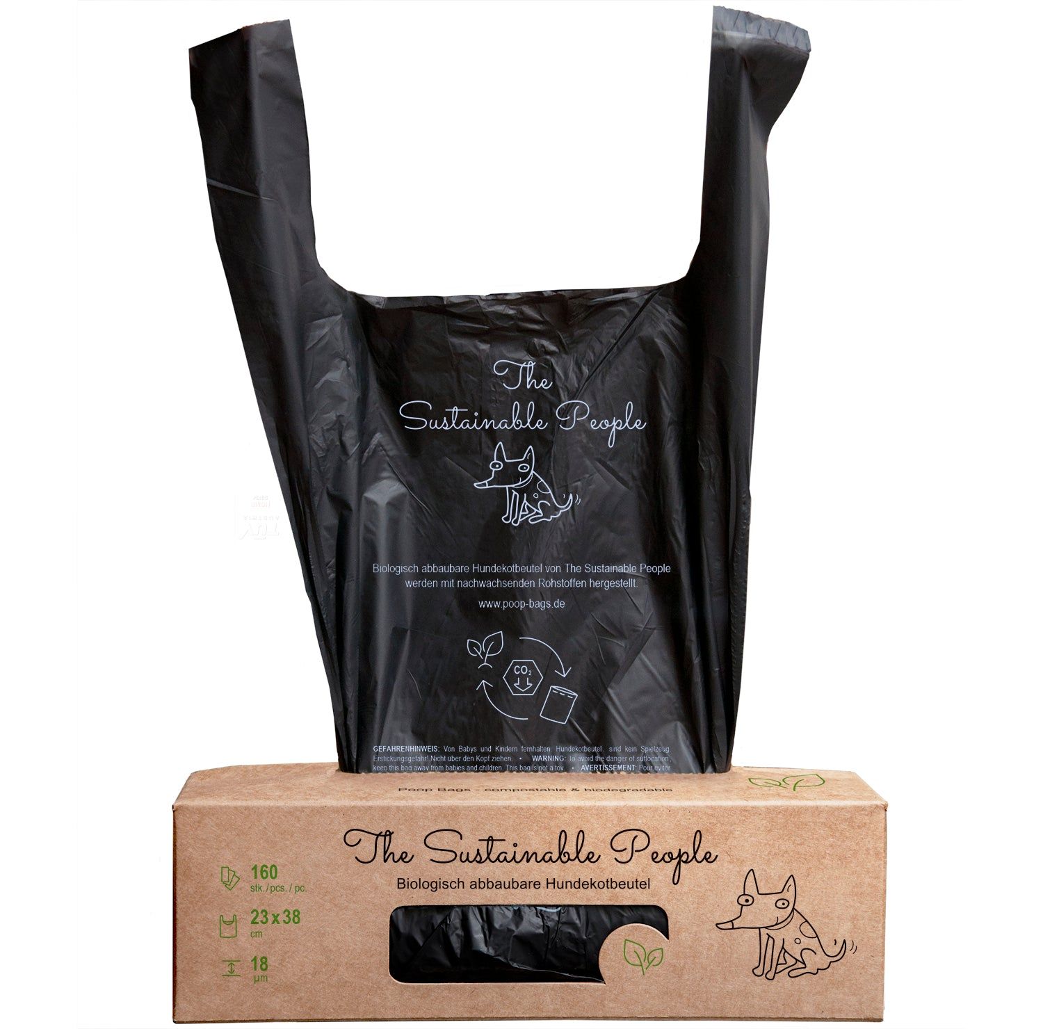 Bio Hundekotbeutel 160 Stück mit Henkel - The Sustainable People