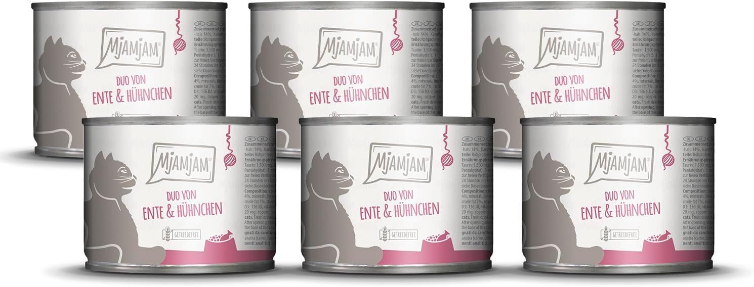 MjAMjAM - DUO von zarter Ente & saftigem Hühnchen an Möhrchen 6x200 g Futter