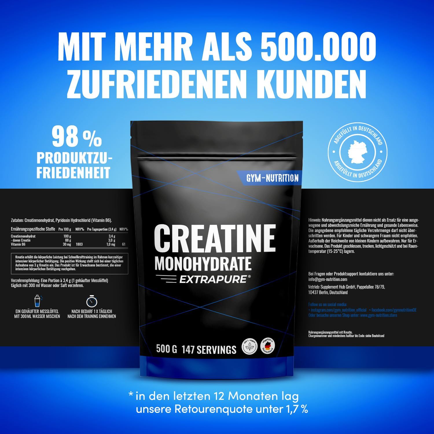 Gym Nutrition Creatin Monohydrat Pulver