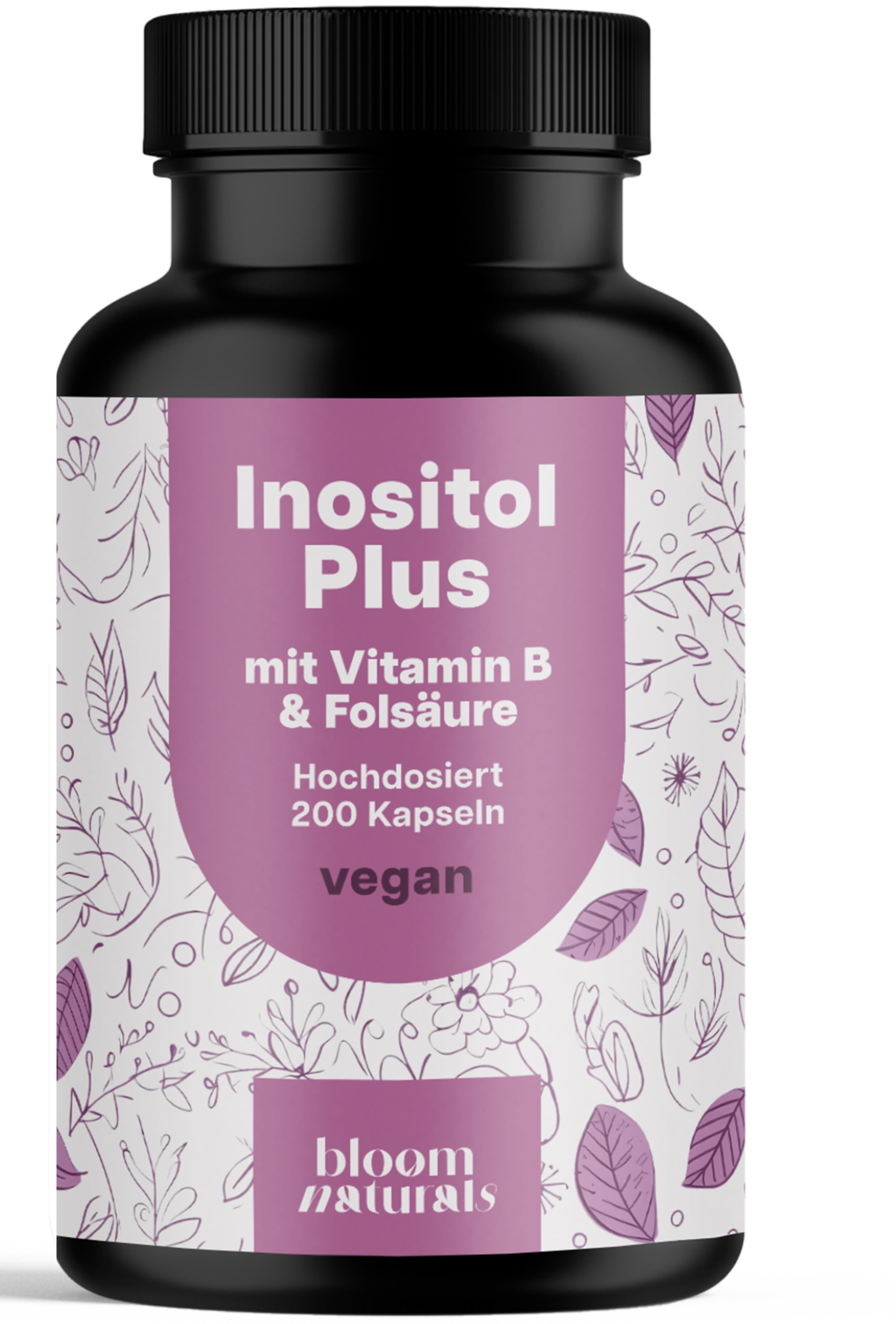 Inositol - 200 Kapseln 2000 mg mit Vitamin B6 & Folsäure Bloom Naturals® 158 g