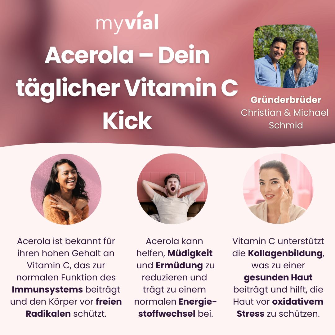myvial® Bio Acerola Vitamin C Kapseln - natürliches Vitamin C - 68 mg je Kapsel