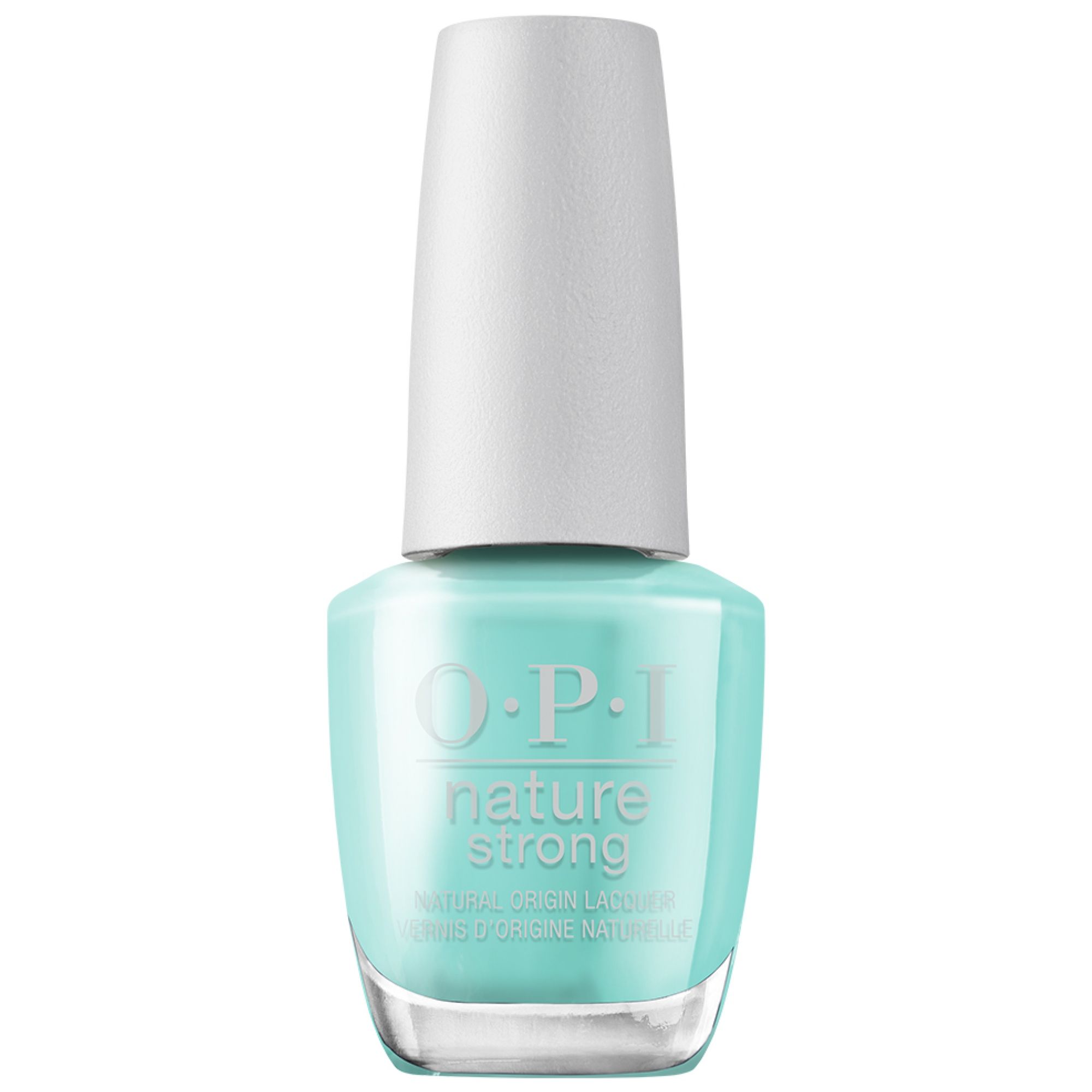 OPI Nature Strong Nagellack in Hellgrün mit weißem Deckel.