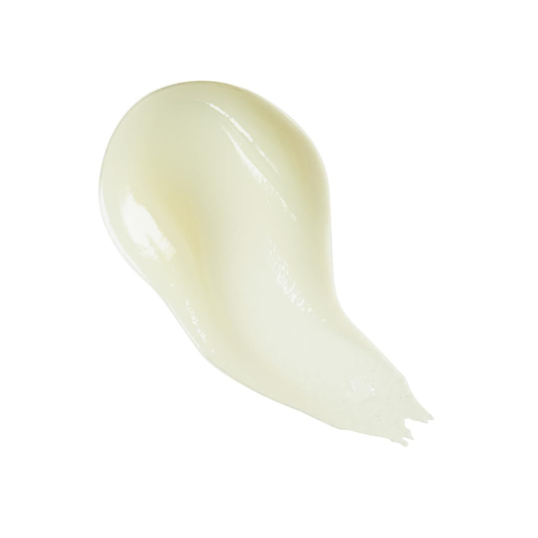 Creme-Textur, hellgelb, auf weißem Hintergrund. Form erinnert an Tropfen.