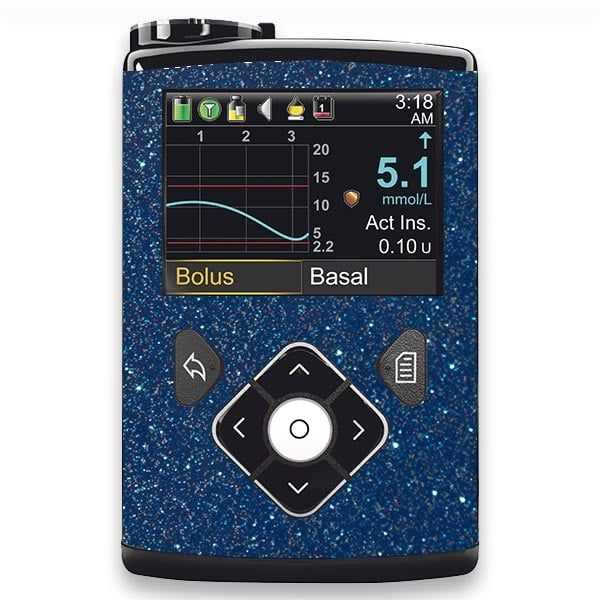 Diasticker® Minimed Sticker inkl. Clip (600/700er-Serie) 'Blau Glitzer' 1 St