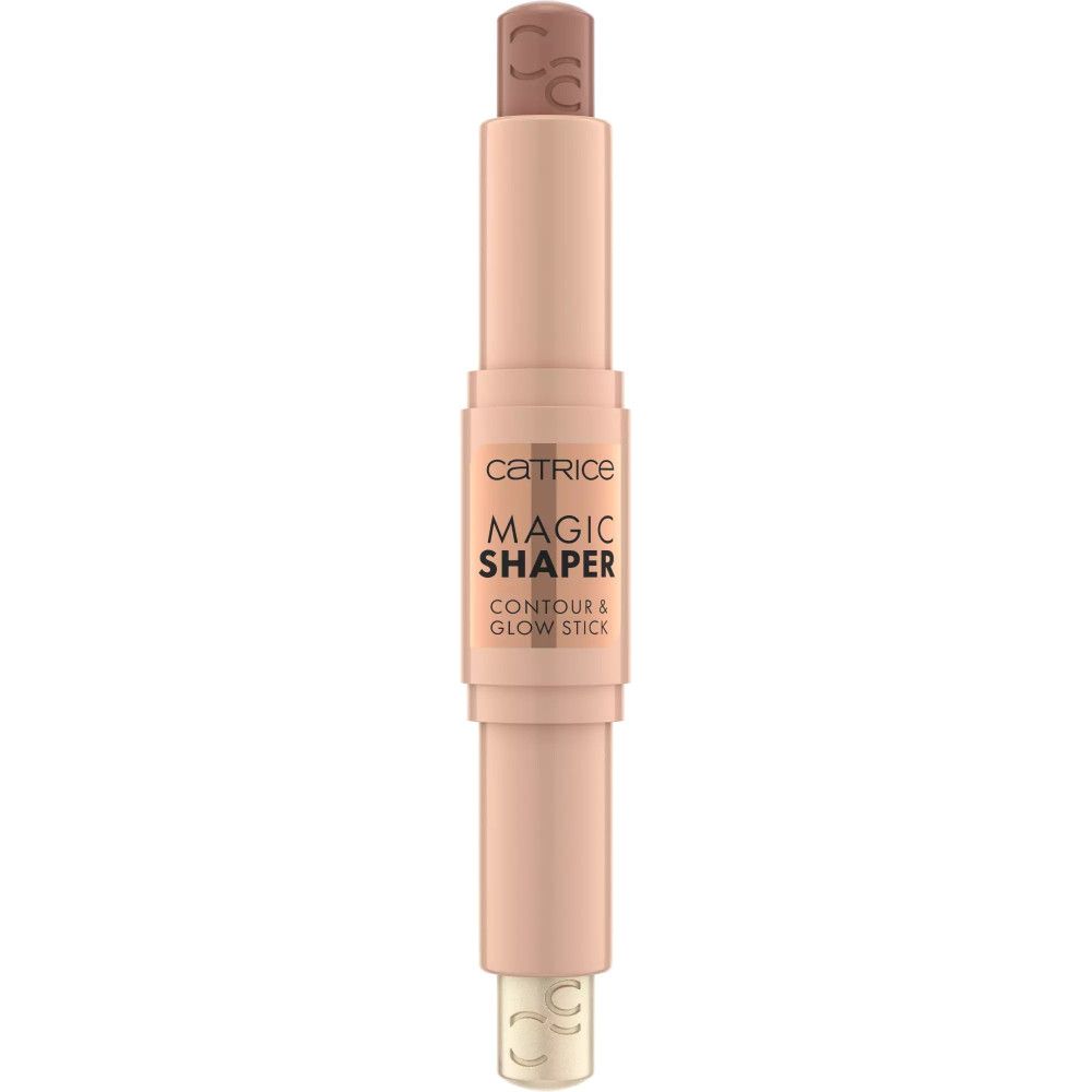 Doppel-Contouring-Stick. Marke Catrice, Schriftzug Magic Shaper, Contour & Glow Stick. Hellbraune und dunkle Farben.