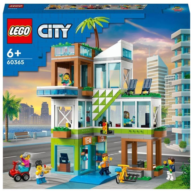 LEGO City 60365 Condomini, Modular Building Set con Stanze Combinabili e 6 Minifigure, Regalo di Co