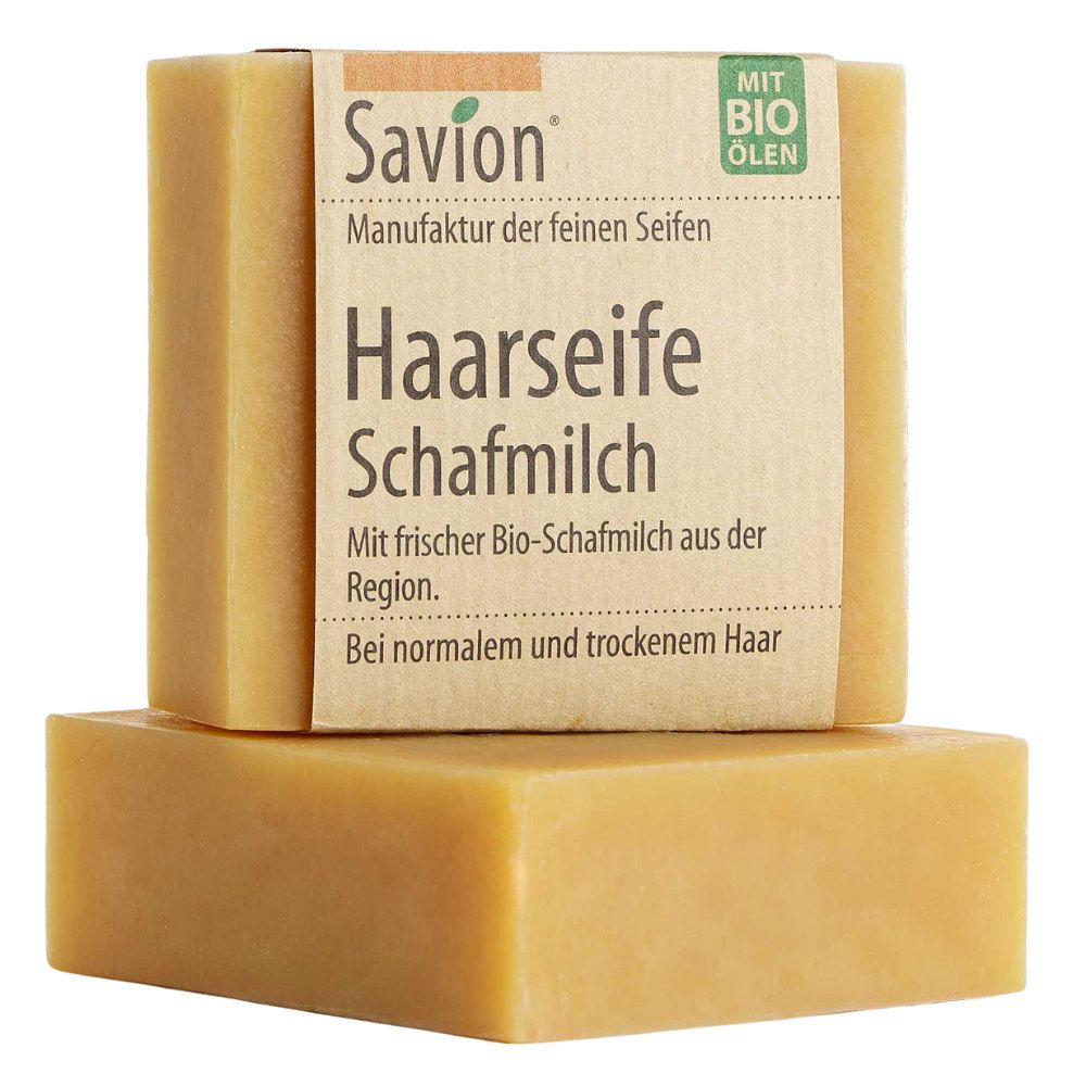 Savion Bio Haarseife Schafmilch für weiches und glänzendes Aussehen bei empfindlicher Kopfhaut