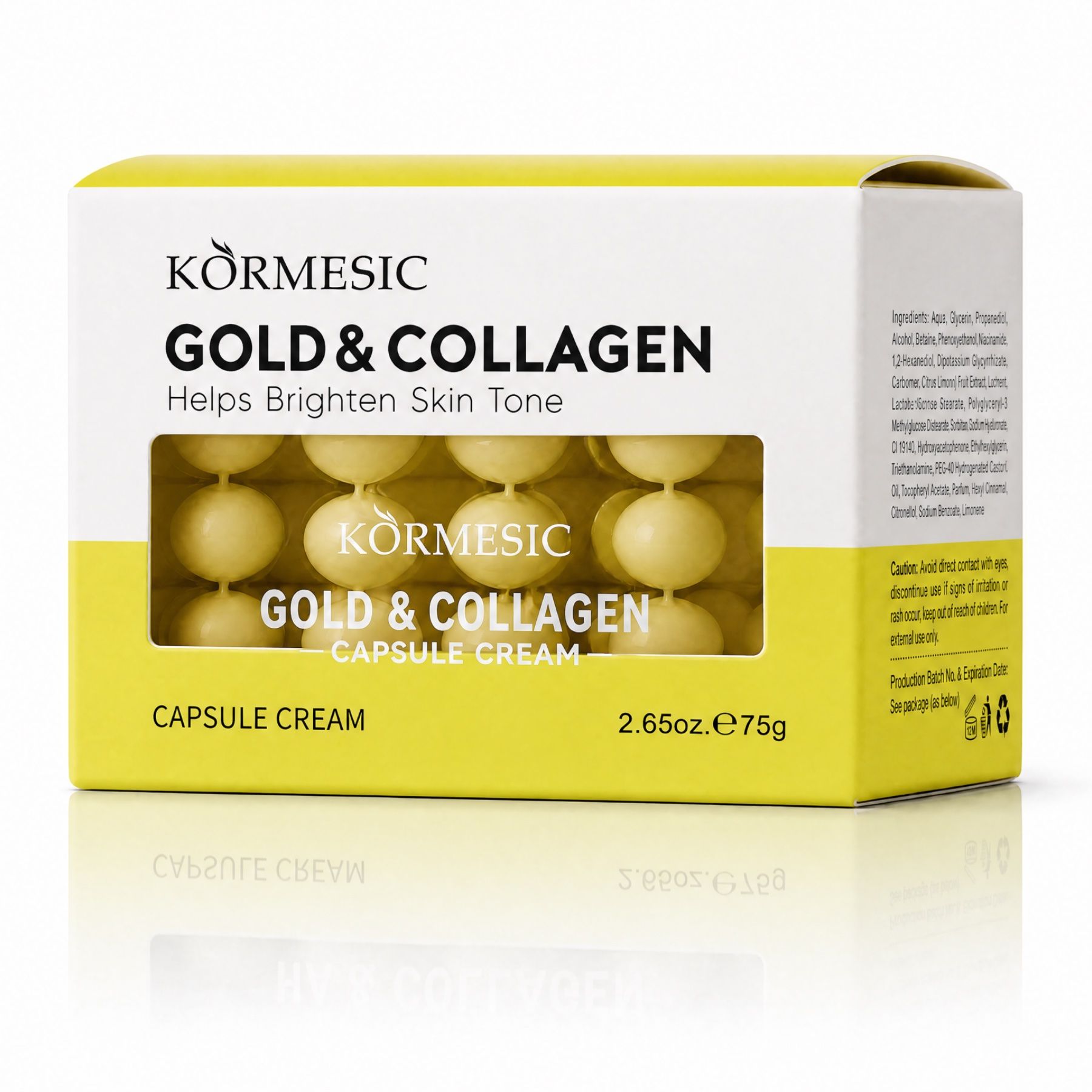 Crema viso in capsule KORMESIC al collagene e oro – Luminosità radiosa