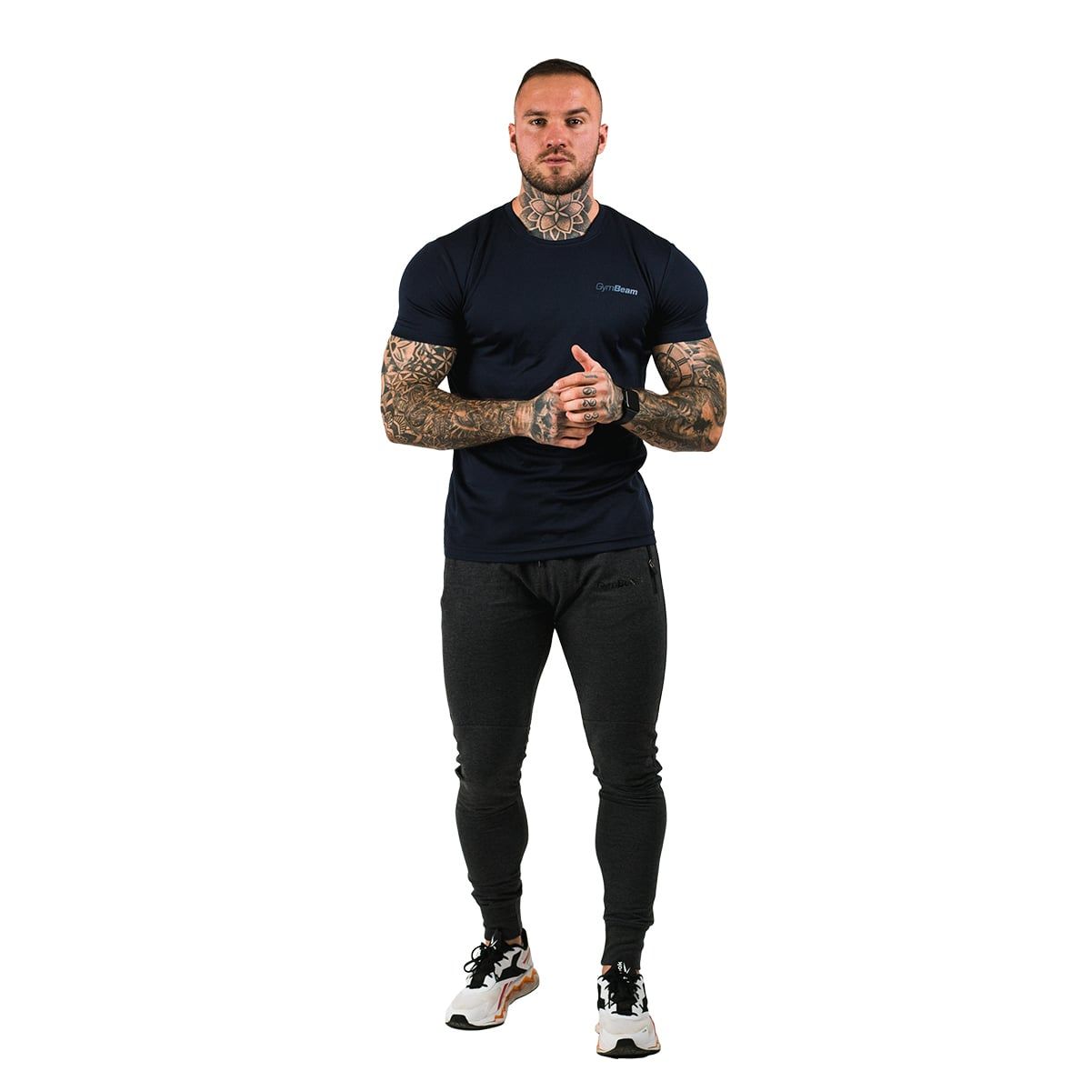 GymBeam T-Shirt Herren regular Kurzarm aus Polyester Navy TRN