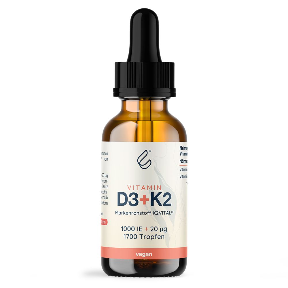 Vitamin D3 + K2 MK7 all trans 1.000ie 20ug 1700 Tropfen Liquid St zum Einnehmen