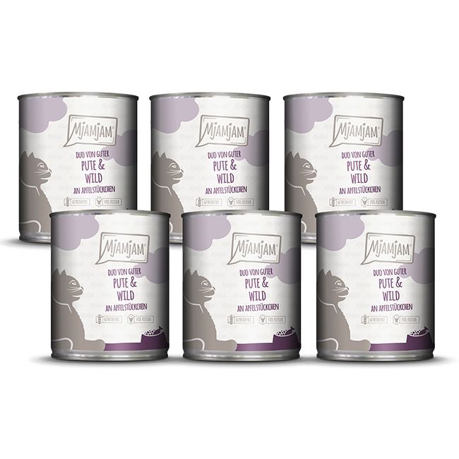 MjAMjAM - DUO von guter Pute & Wild an Apfelstückchen 6x800 g Futter