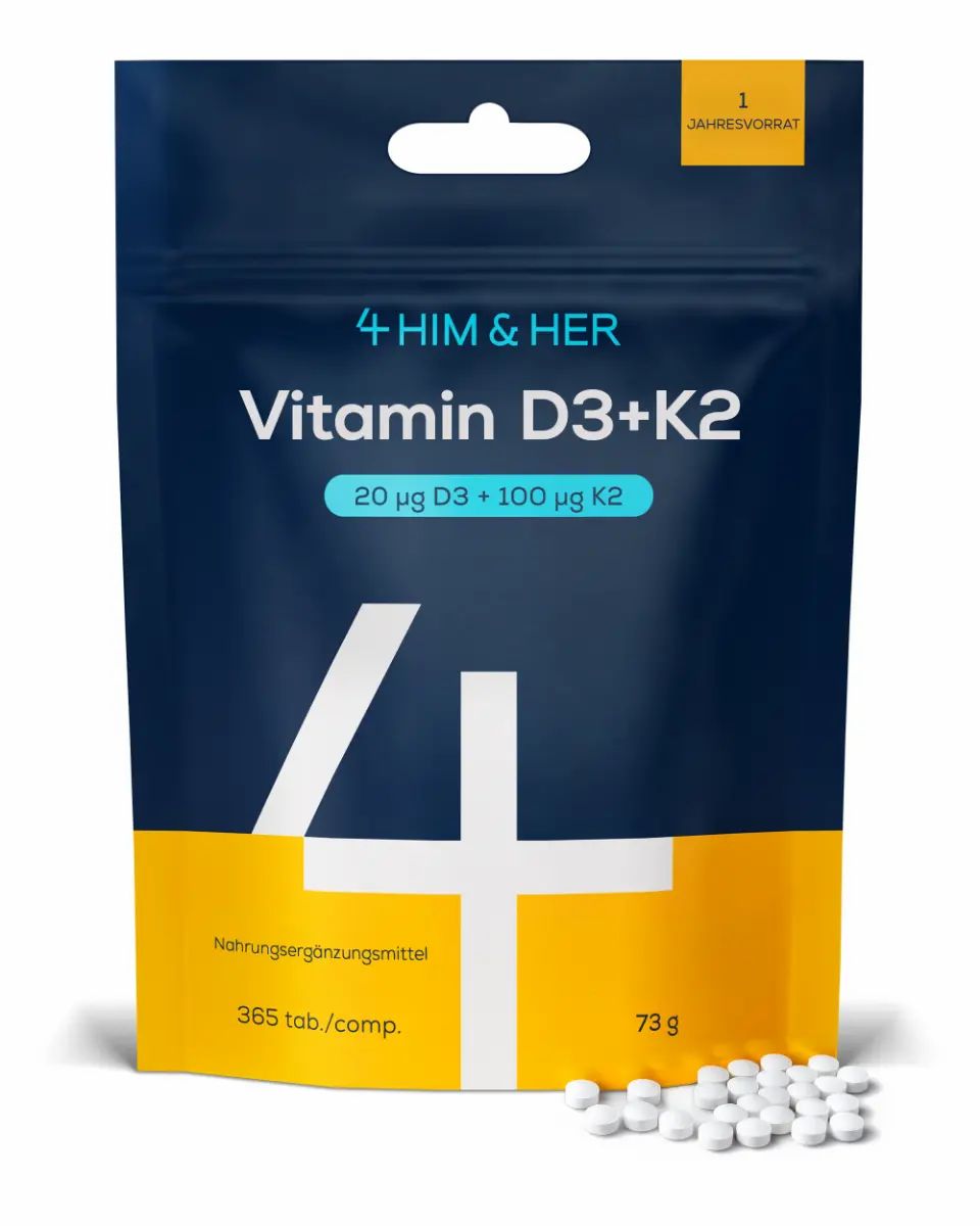 4 HIM & HER Vitamin D3 + K2 – 800 IE 100 µg (Mk-7) 365 St Tabletten