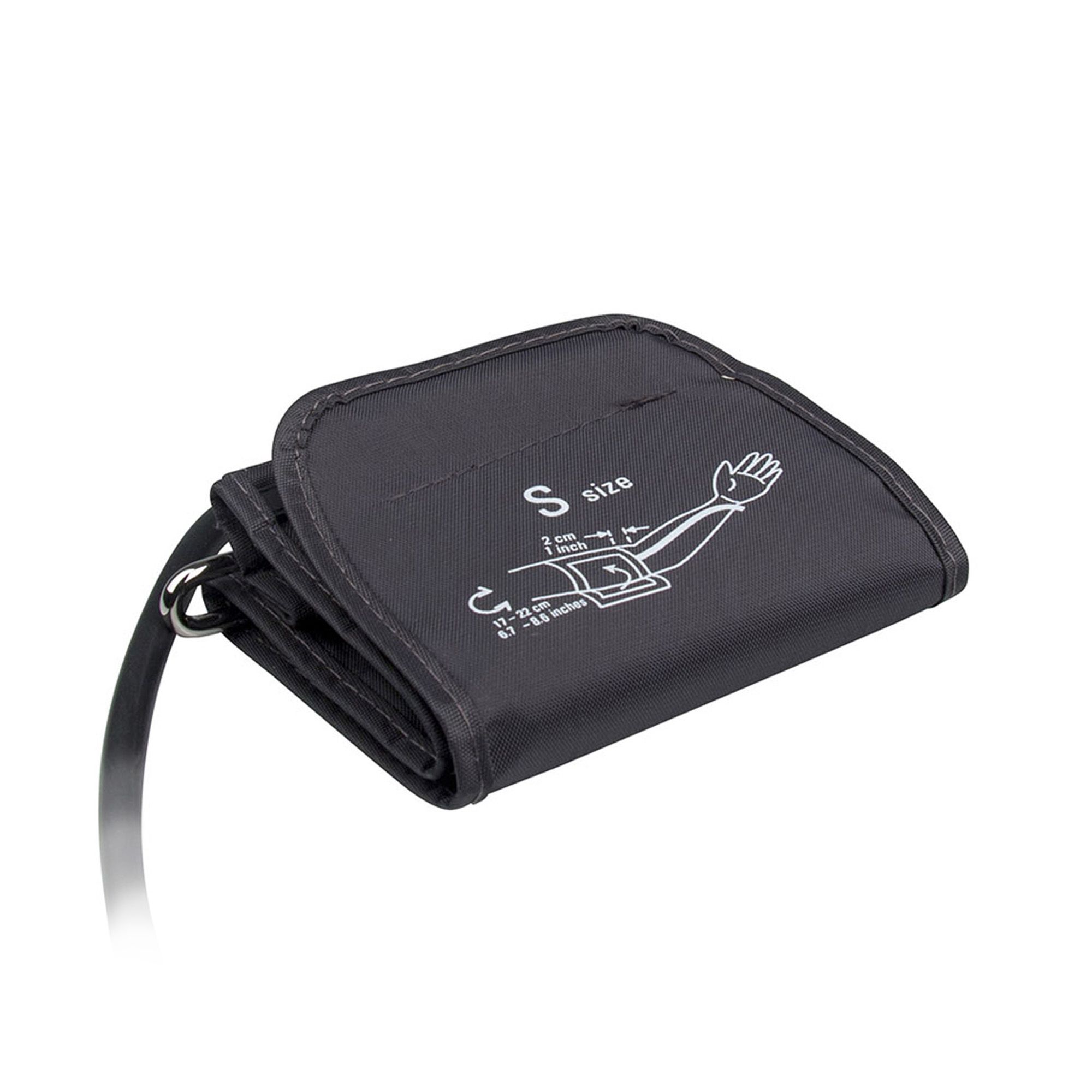 Schwarze Oberarmmanschette für Blutdruckmessgerät, Größe S (7-13 Zoll).
