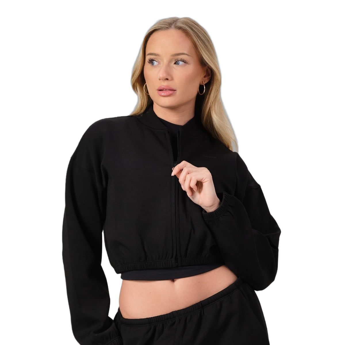 GymBeam Sweatshirt Damen cropped mit Reißverschluss Black 1 St