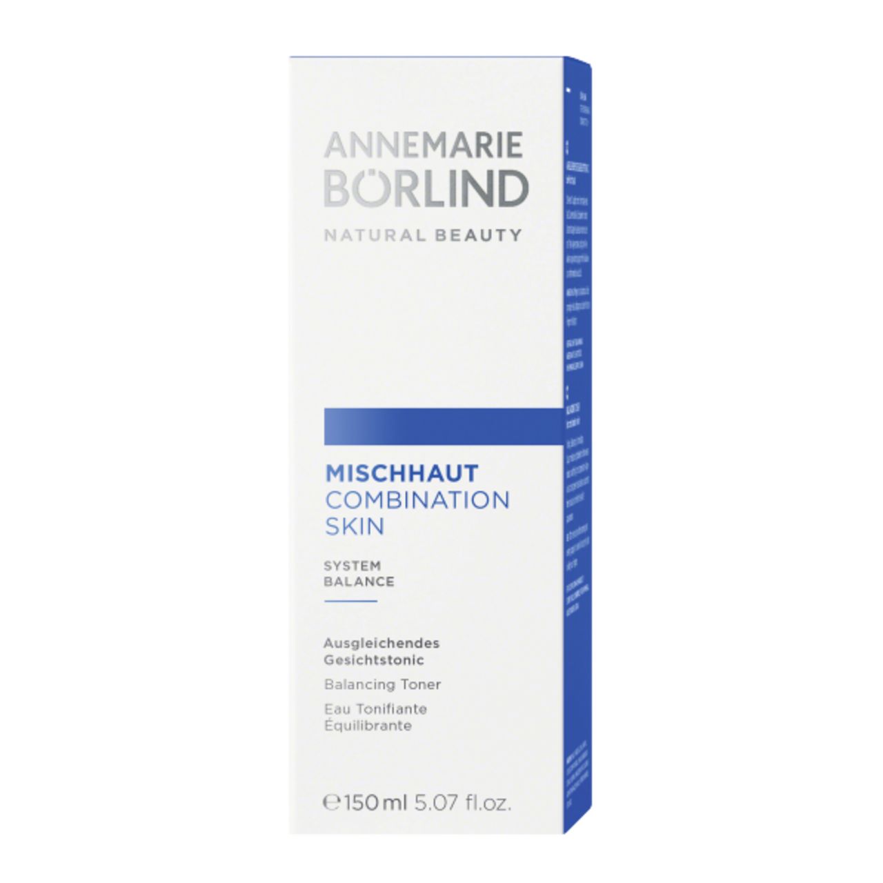 ANNEMARIE BÖRLIND Gesichtstonic-Verpackung. Weiß-blaue Schachtel. Aufschrift: MISCHHAUT, 150 ml.