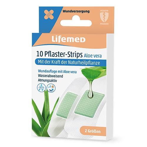 Lifemed 10 Pflaster-Strips weiß "Aloe vera" 2 Größen