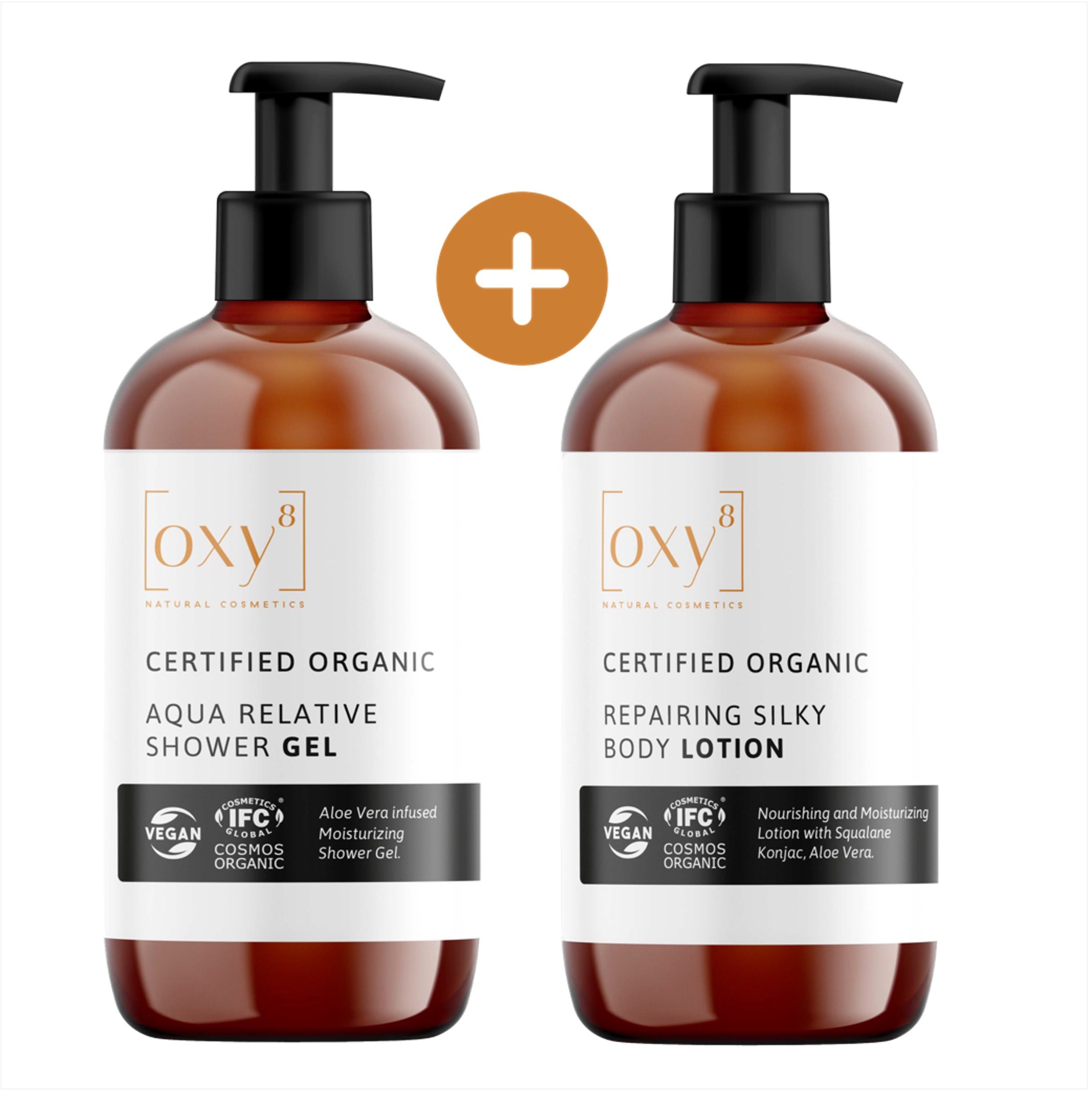 oxy8 Naturkosmetik - Körperpflege Set - DUSCHGEL & BODY LOTION - Perfekt als Geschenk
