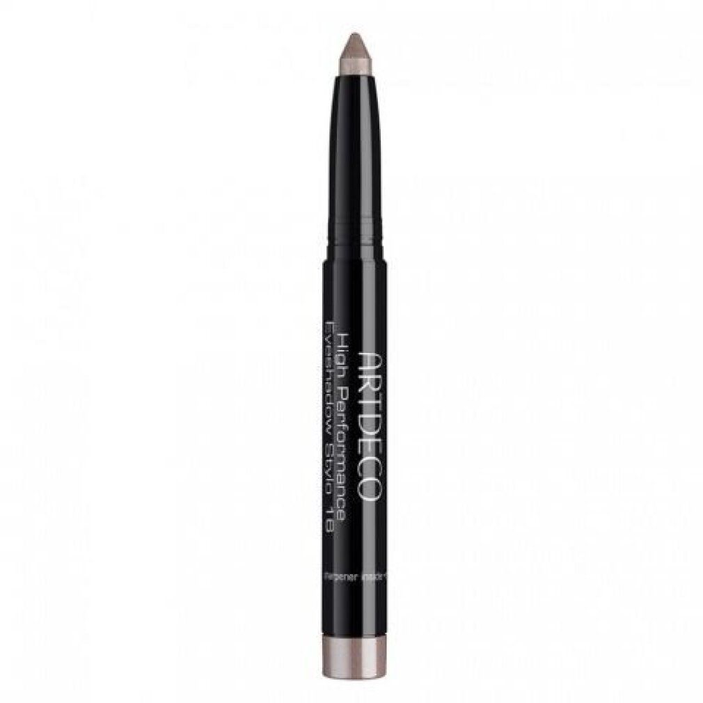 Artdeco High Performance Eyeshadow Stylo. Schwarzer Stift mit silberner Spitze. Produktname und Marke sind sichtbar.
