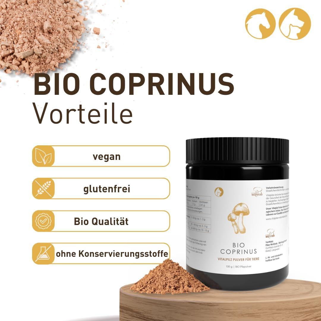 Pilze Wohlrab - BIO Coprinus Pulver für Tiere