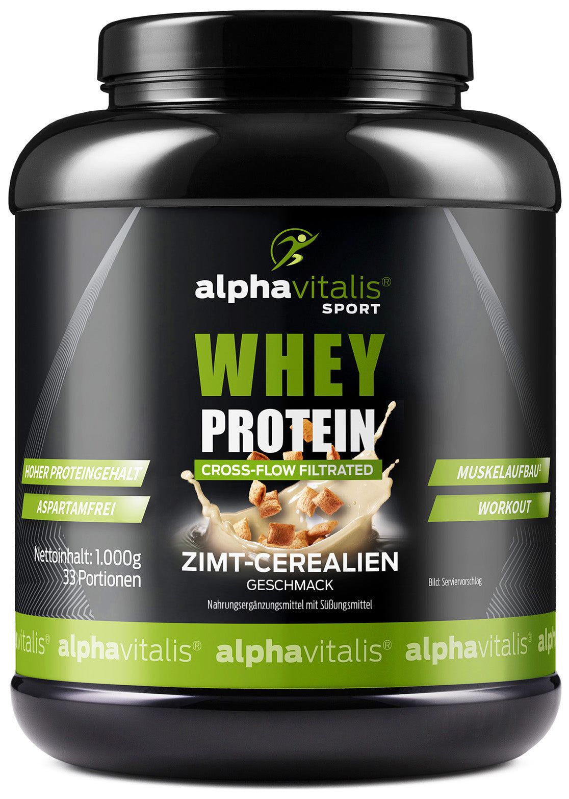 Alphavitalis® Whey Protein Pulver Zimt Cerealien 1000 g