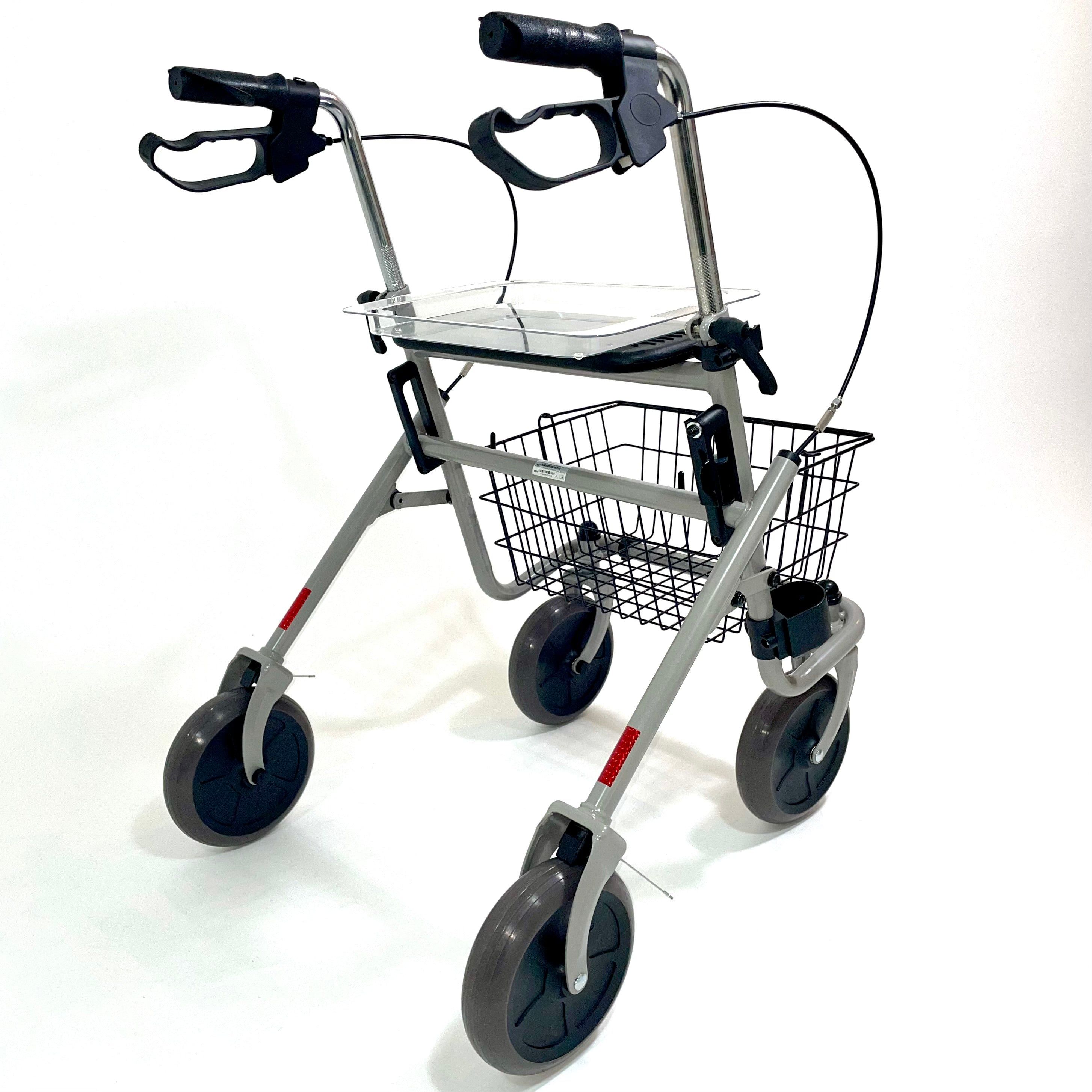 Trendmobil Rollator Silber mit Feststellbremse inkl. Korb, Gehstockhalterung und Tablett 1 St