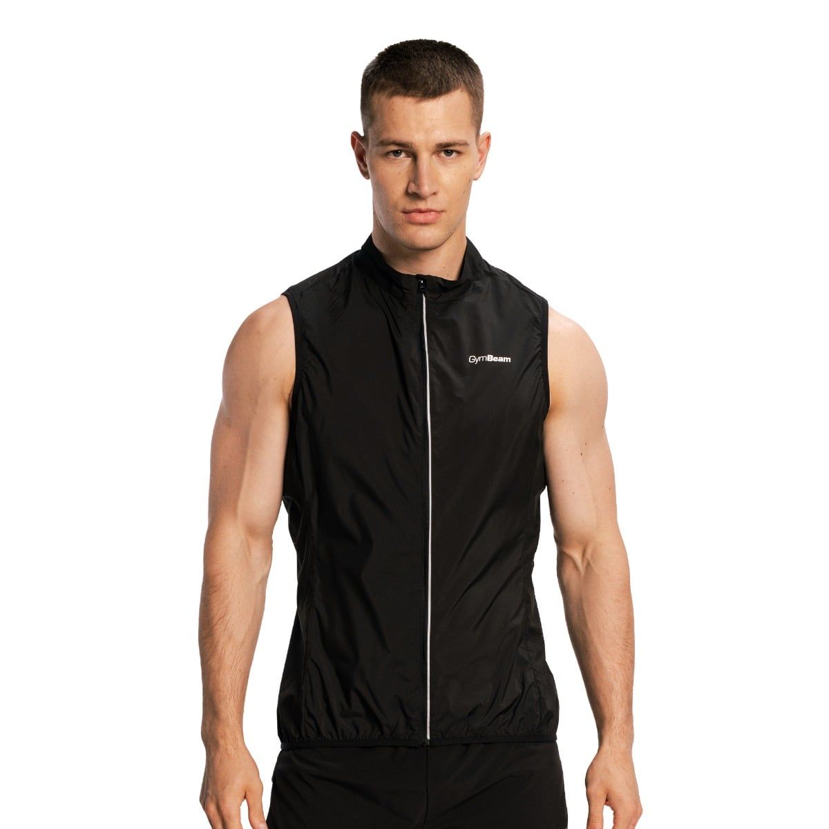 GymBeam Weste Herren slim mit Reißverschluss, Taschen, Pulse X Schwarz 1 St