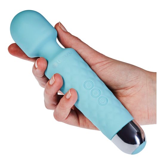 Lumunu Mini Wand Massager Kraftprotz (blau) + 3 Aufsätze