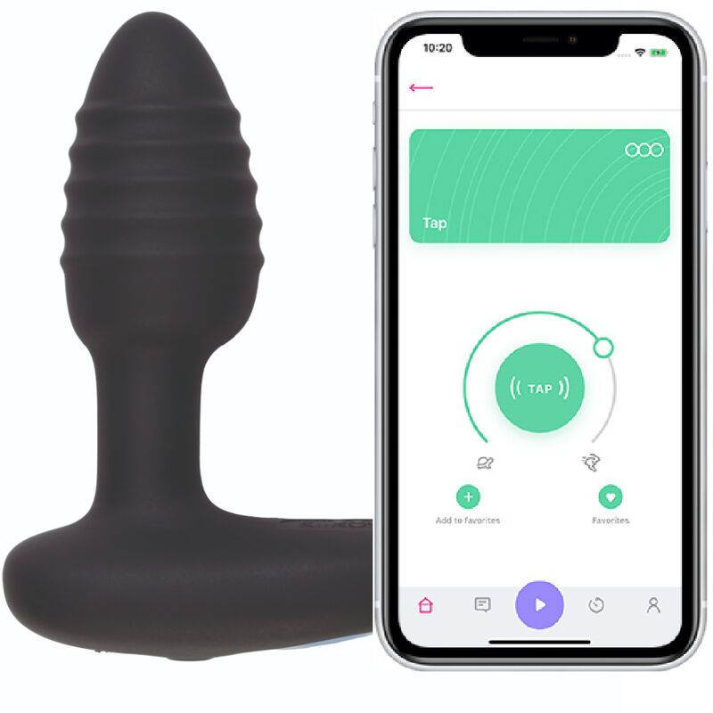 Schwarzes Wellness-Produkt neben Smartphone. Smartphone zeigt App-Oberfläche.