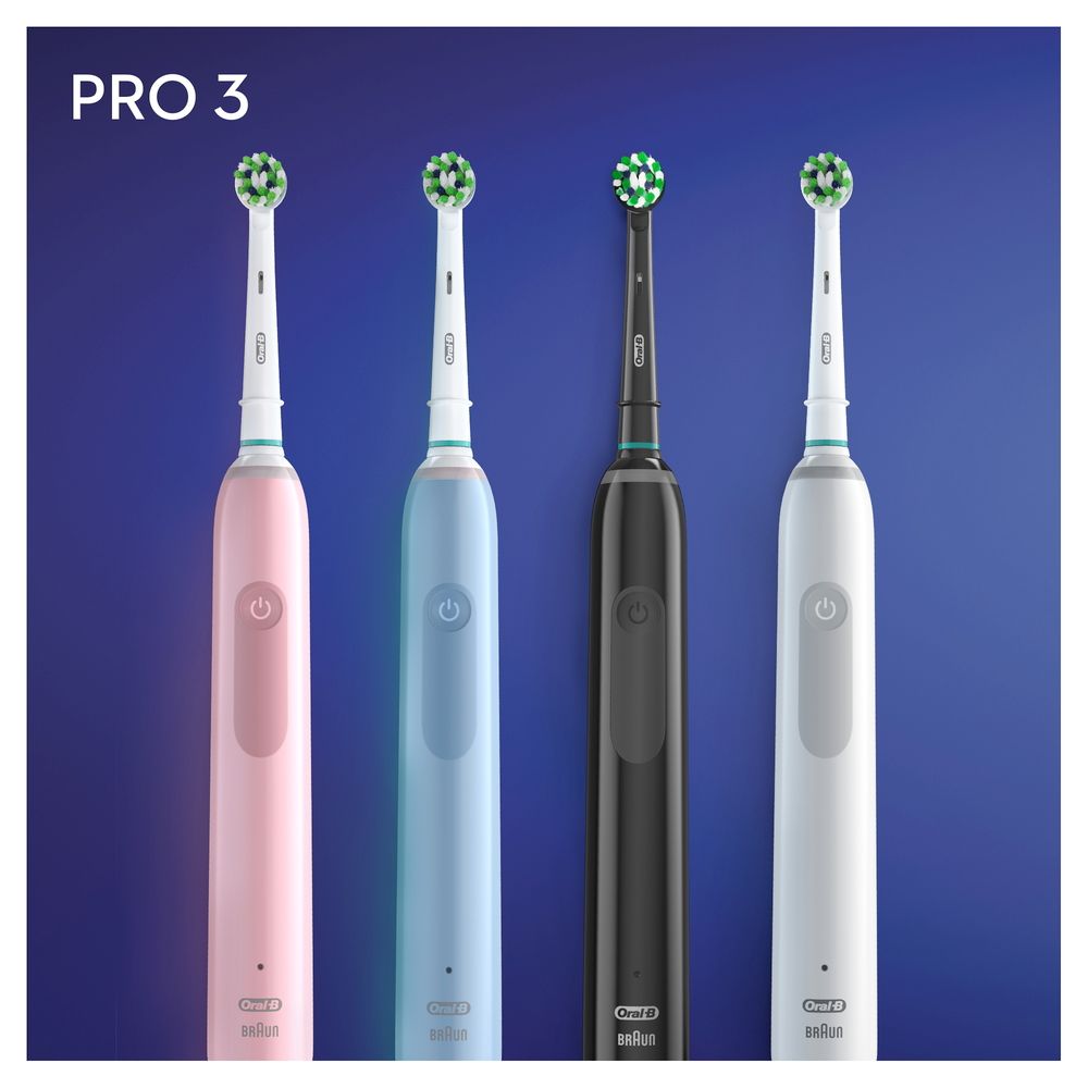 Oral-B - Elektrische Zahnbürste "Pro 3 + 2. Handstück" in Schwarz und Pink