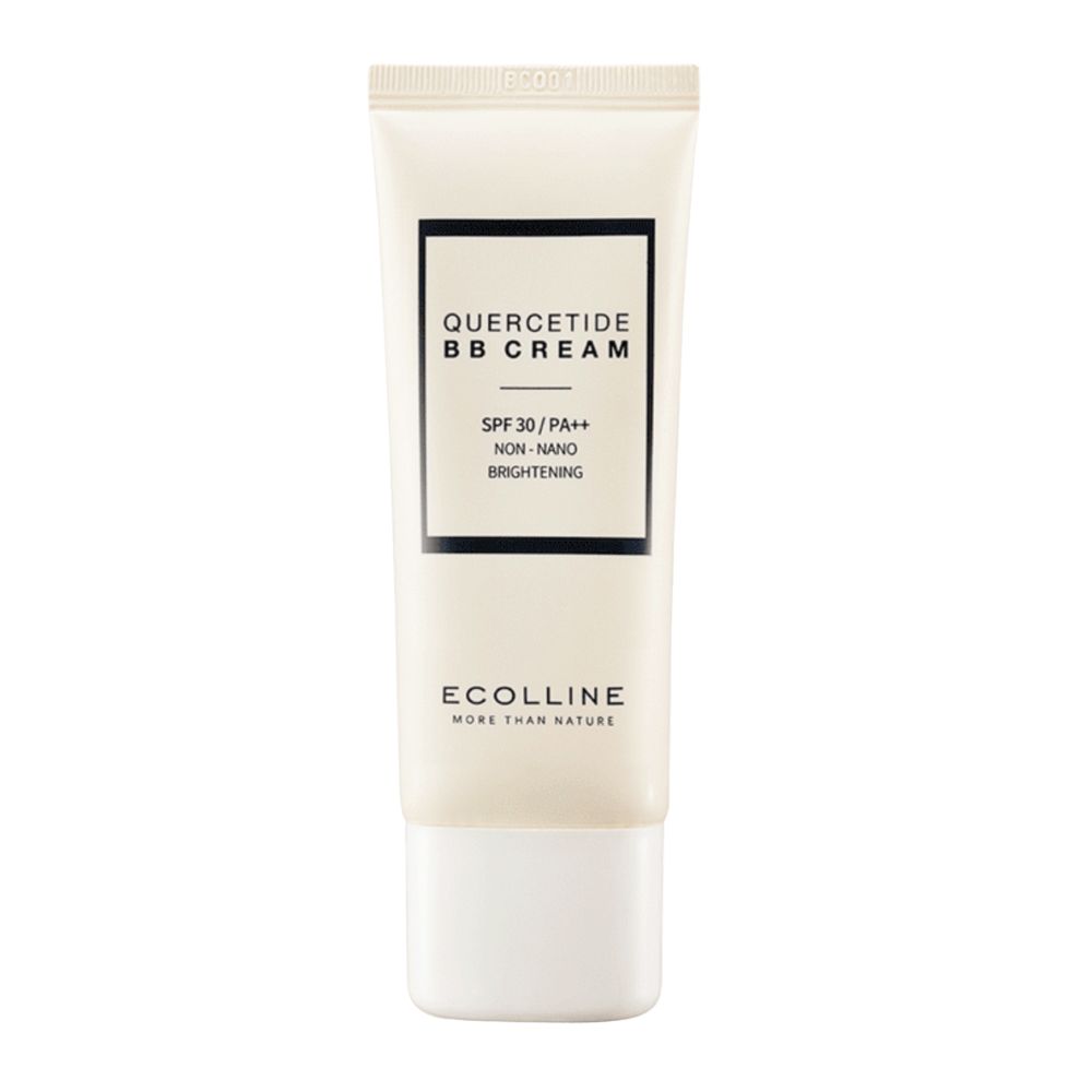 Creme-Tube mit Aufschrift QUERCETIDE BB CREAM, SPF 30/PA++, NON-NANO, BRIGHTENING. Marke: Ecolline.