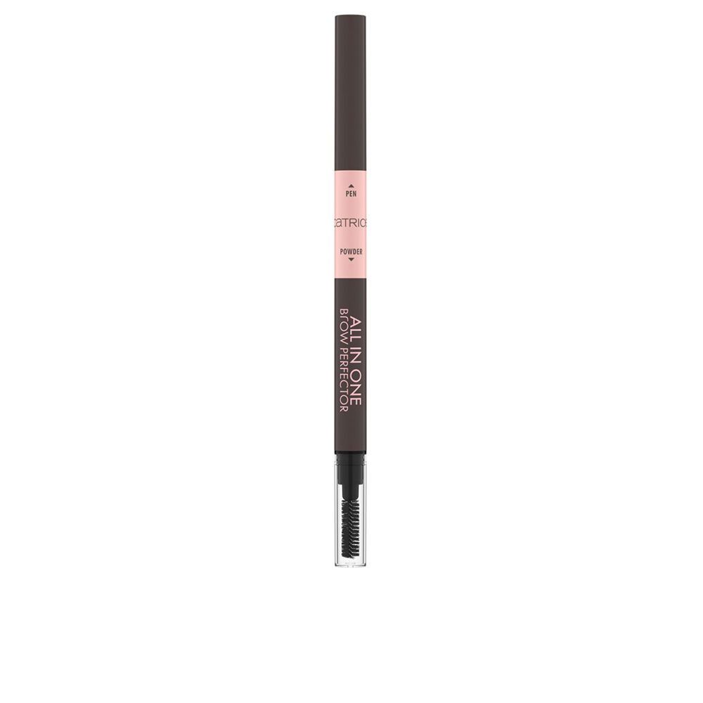 Augenbrauenstift. Dunkelbraun, mit Bürste. Text: ALL IN ONE BROW PERFECTOR, CATRICE, PEN, POWDER.