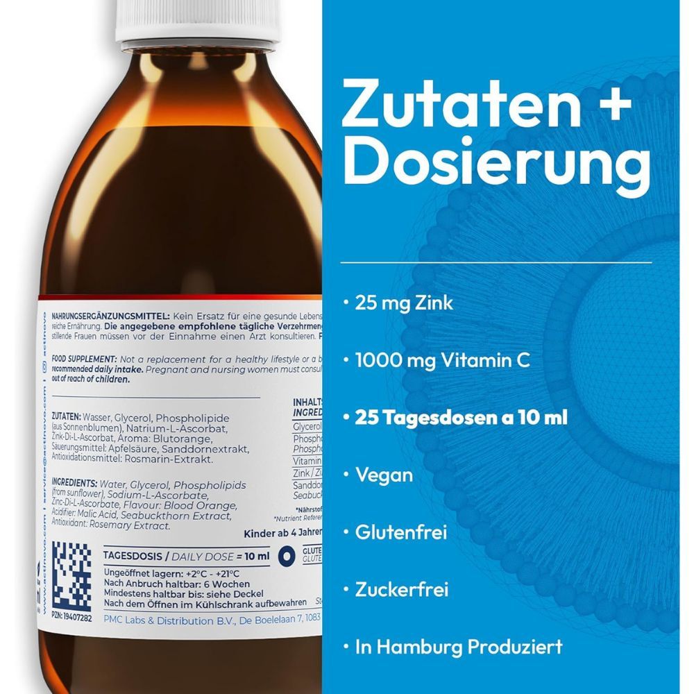 ActiNovo Zink + Vitamin C Liposomal mit Blutorangengeschmack
