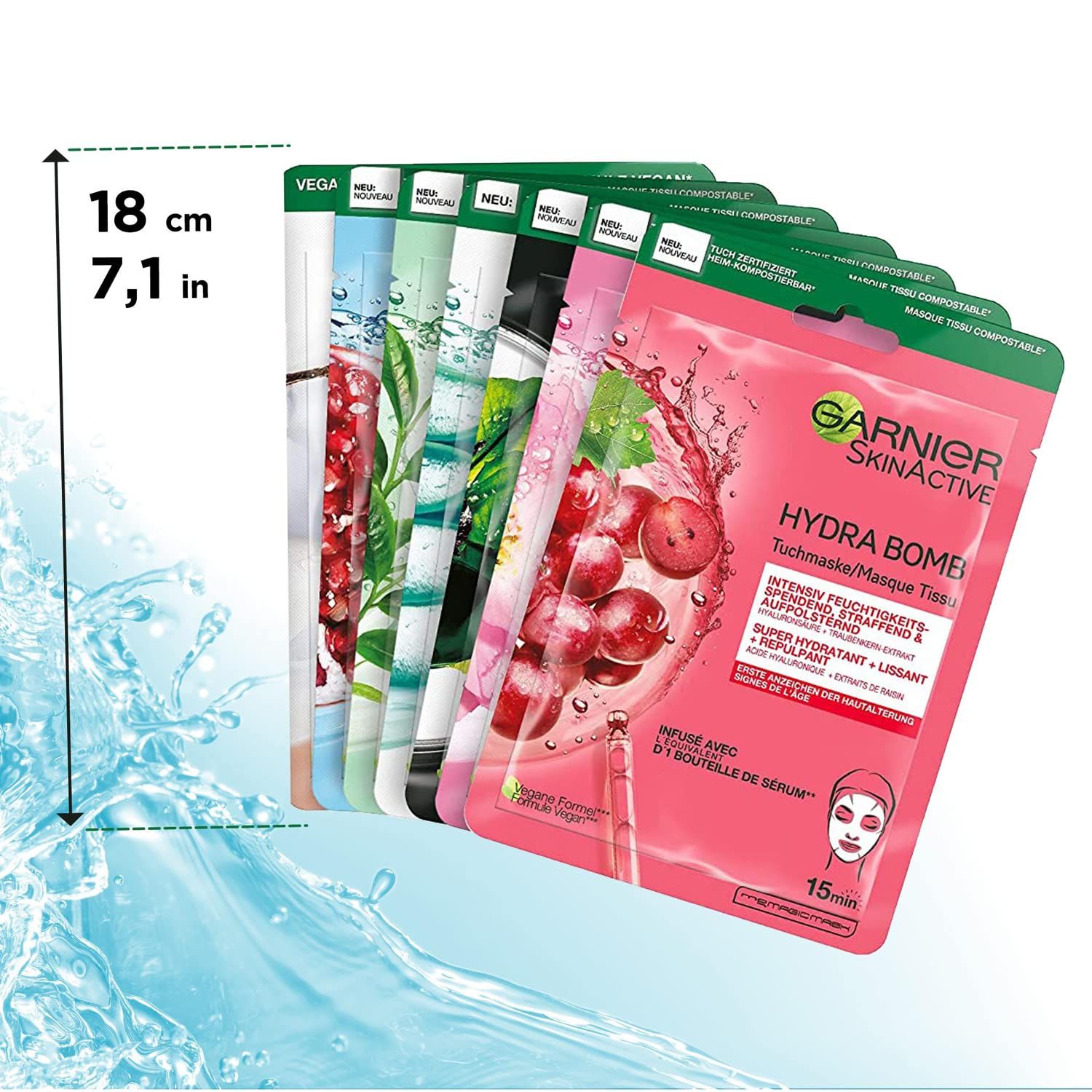 Garnier Tuchmasken Set für jeden Hauttyp, 7 Gesichtsmasken für trockene bis normale Haut