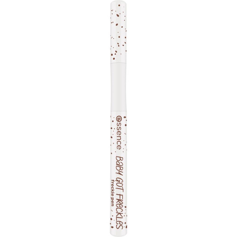 Weißer Stift mit braunen Punkten. Aufschrift: Essence Baby Got Freckles Freckle Pen.
