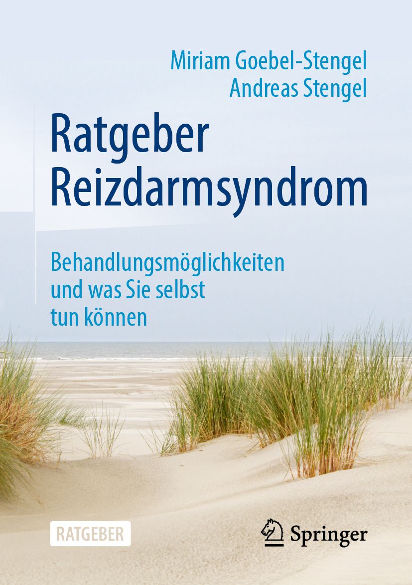 Buchcover: Ratgeber Reizdarmsyndrom. Titel, Autoren, Springer-Logo. Strand- und Dünenlandschaft im Hintergrund.