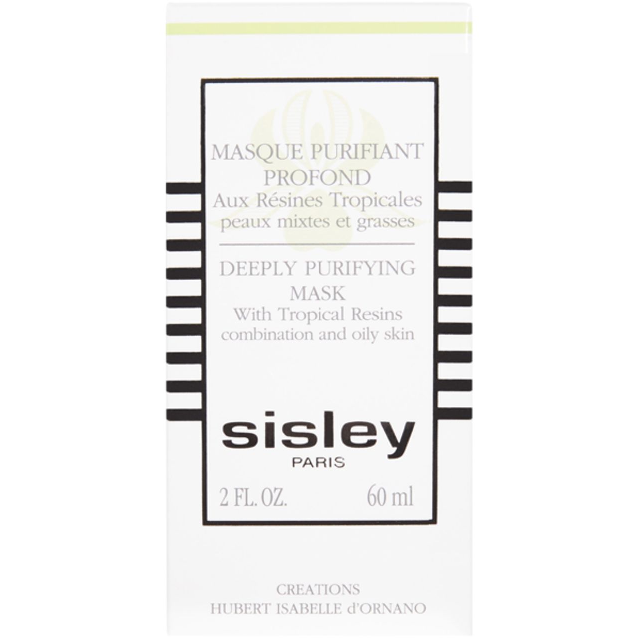 Weiße Verpackung mit schwarzer Schrift. Produktname: Masque Purifiant Profond. Marke: Sisley. Volumen: 60 ml.
