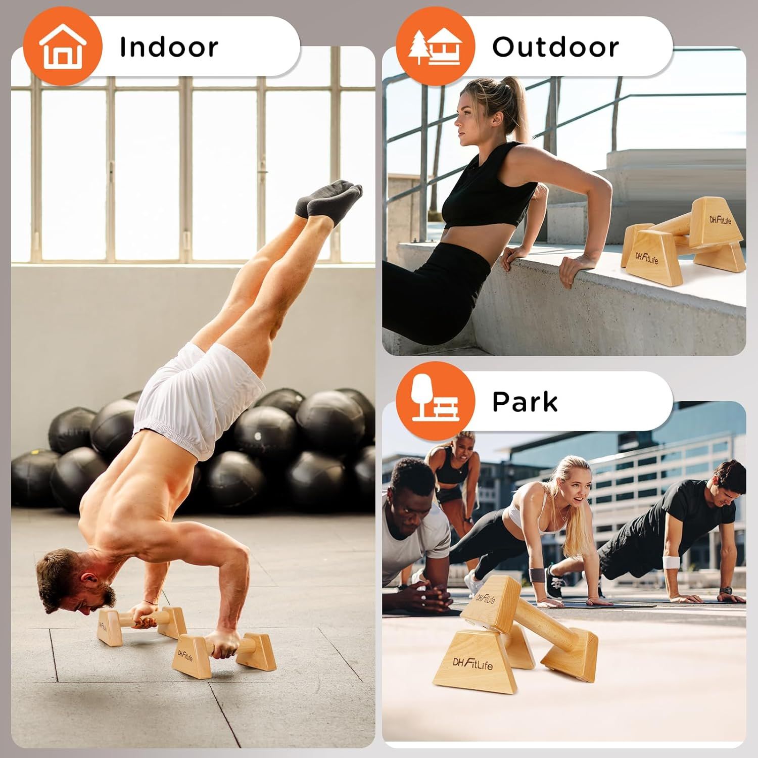 DH FitLife Liegestützgriffe aus Holz