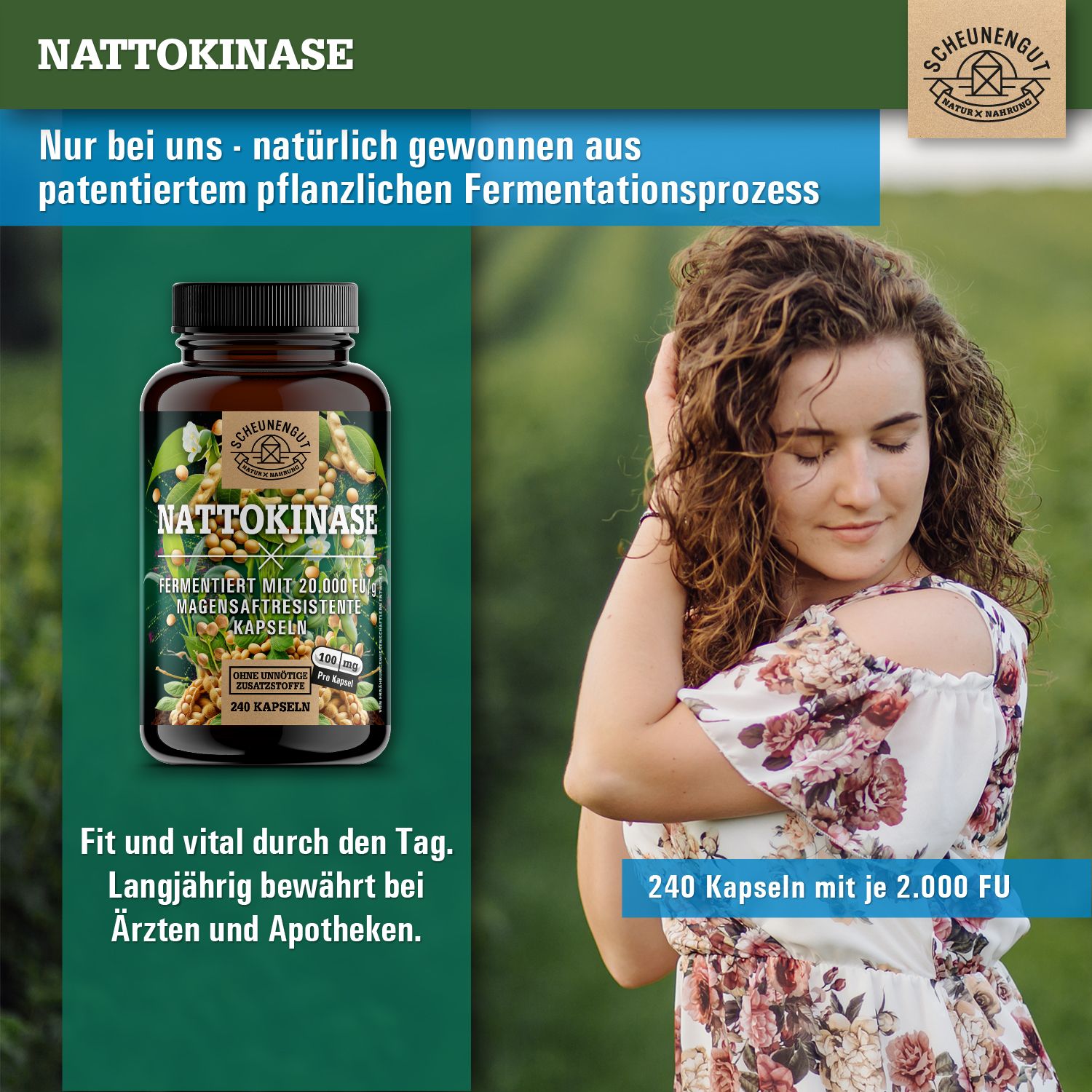 Scheunengut® Nattokinase 20.000 FU/g | pflanzliche Fermentation, 100% rein & vegan