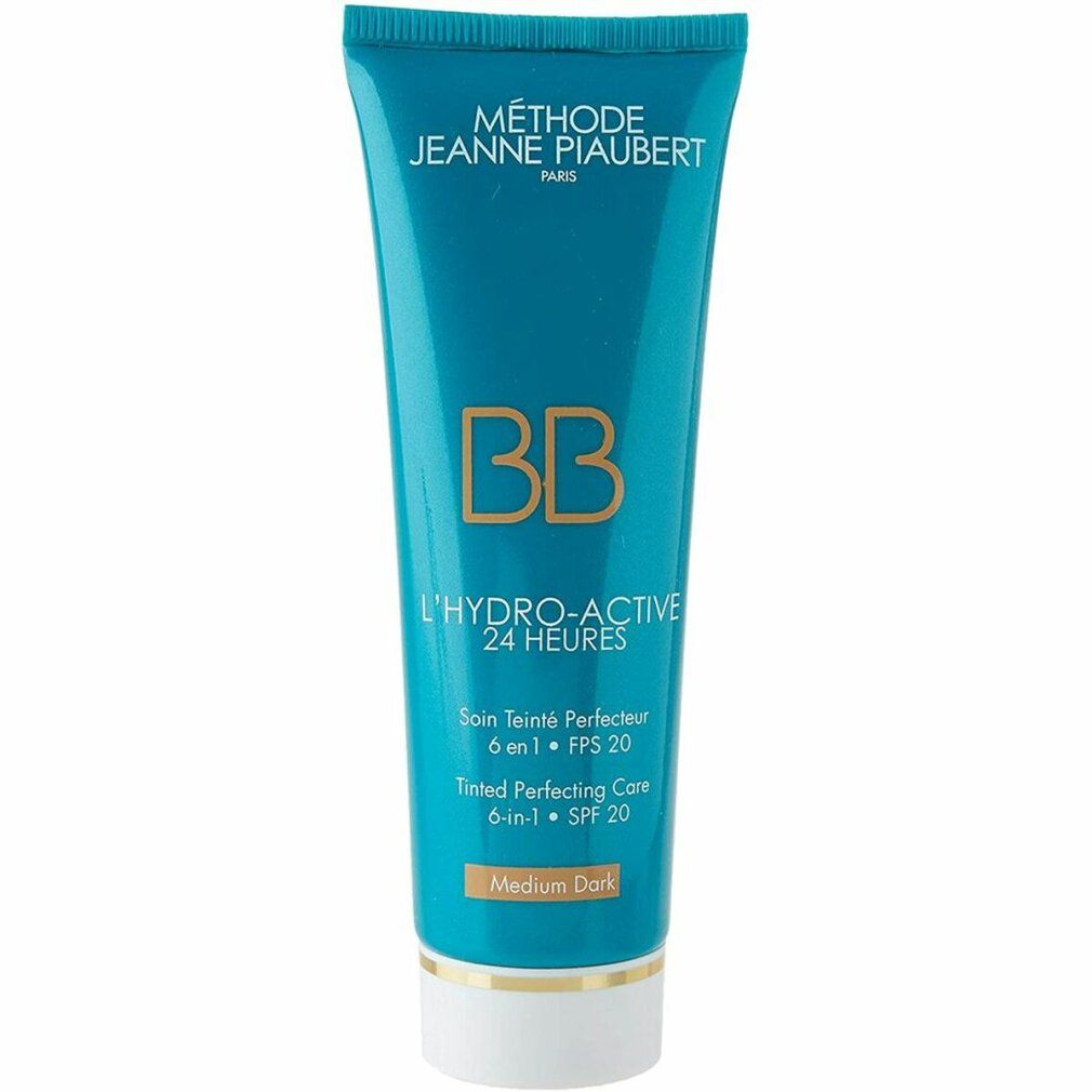Türkisfarbene Tube mit BB-Creme. Aufschrift: Méthode Jeanne Piaubert, BB, L'HYDRO-ACTIVE 24 HEURES, Medium Dark, SPF 20.