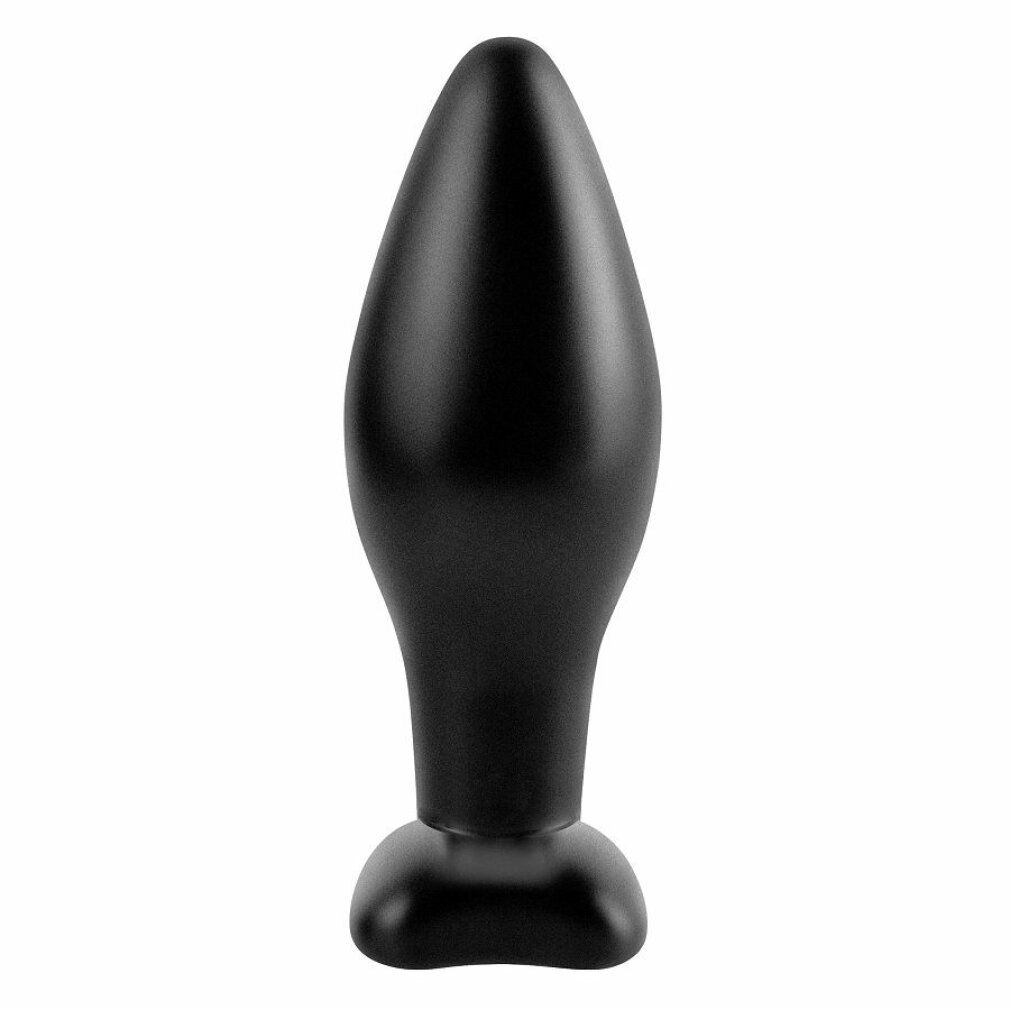 Schwarzer Anal Plug aus Silikon. Kegelförmiger Schaft, breite Basis. Glatte Oberfläche.