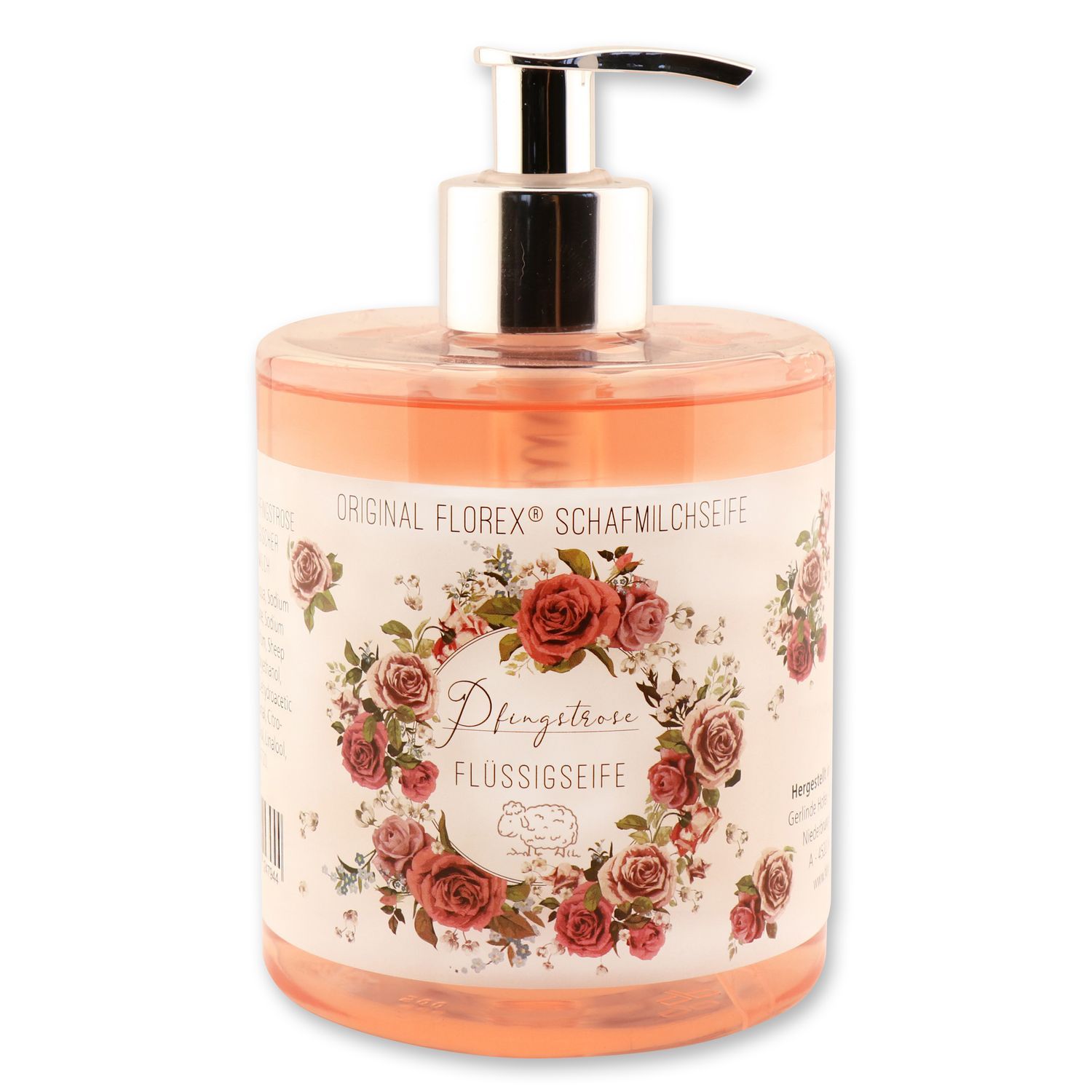 Florex Flüssigseife Pfingstrose im Spender mit Bio Schafmilch