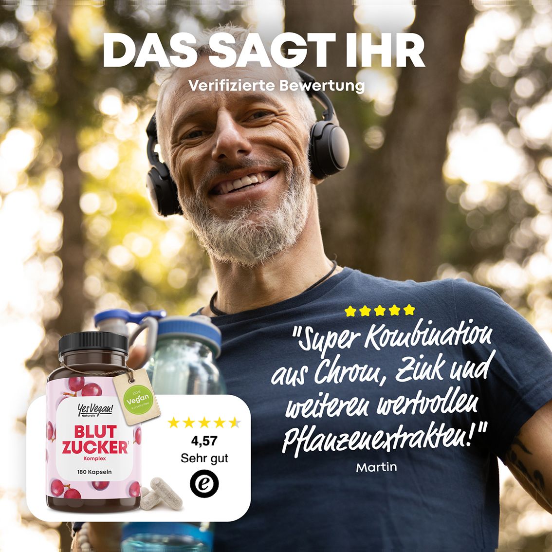 Yes Vegan Naturals Blutzucker Glukose Komplex Kapseln