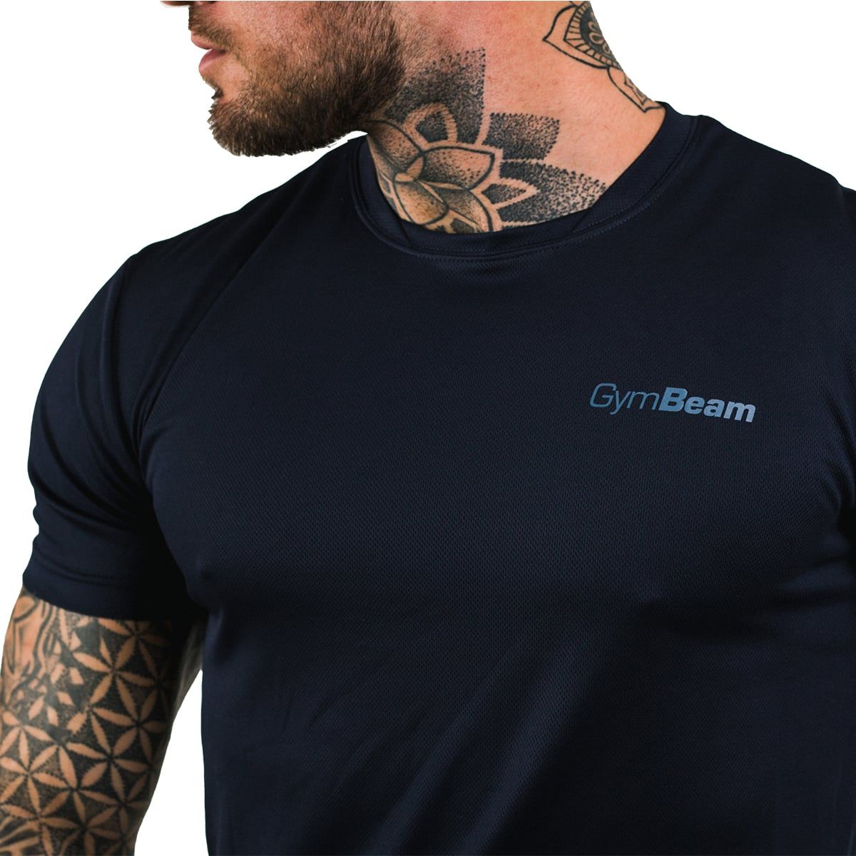 GymBeam T-Shirt Herren regular Kurzarm aus Polyester Navy TRN