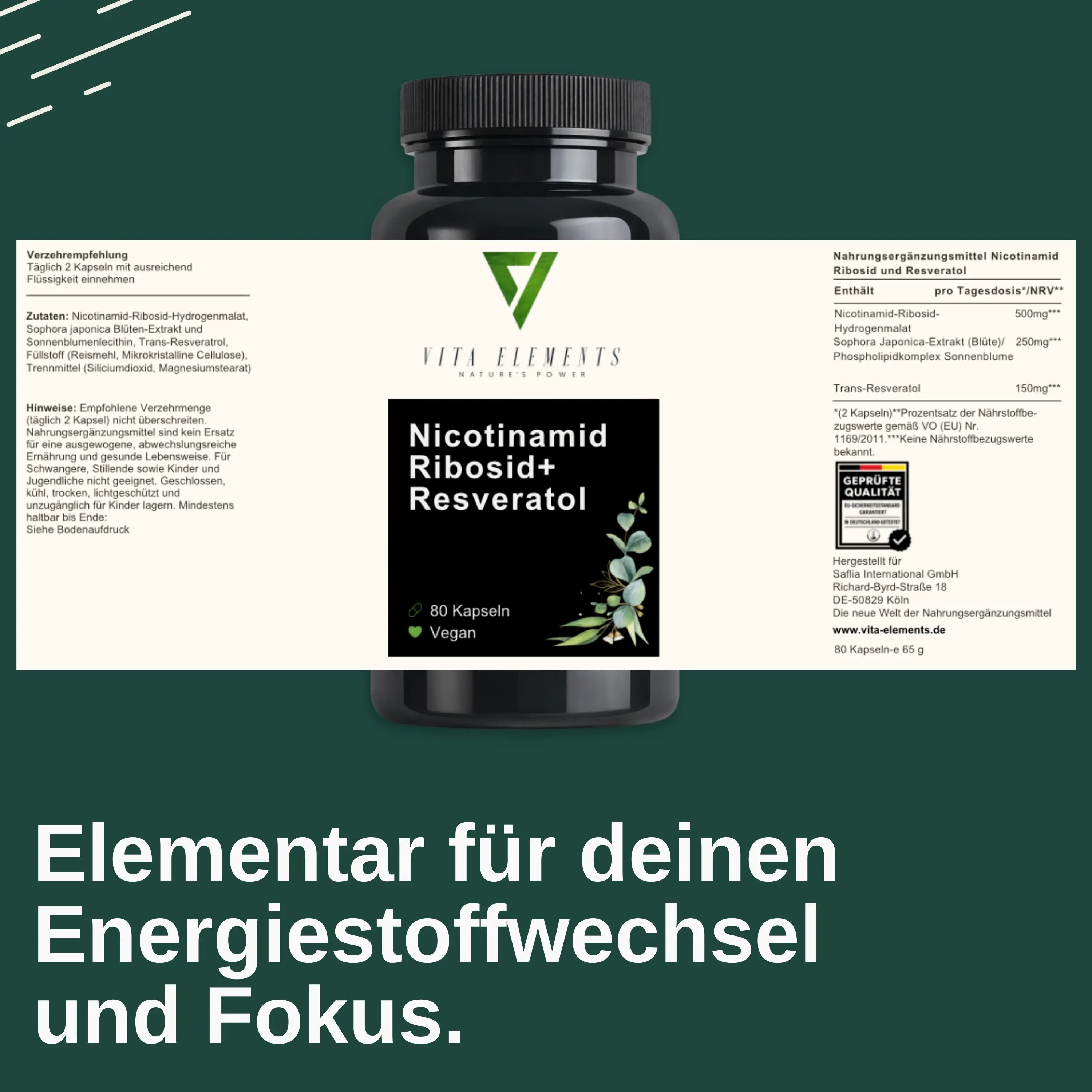 Vita Elements Nicotinamide Riboside NAD+ Kapseln